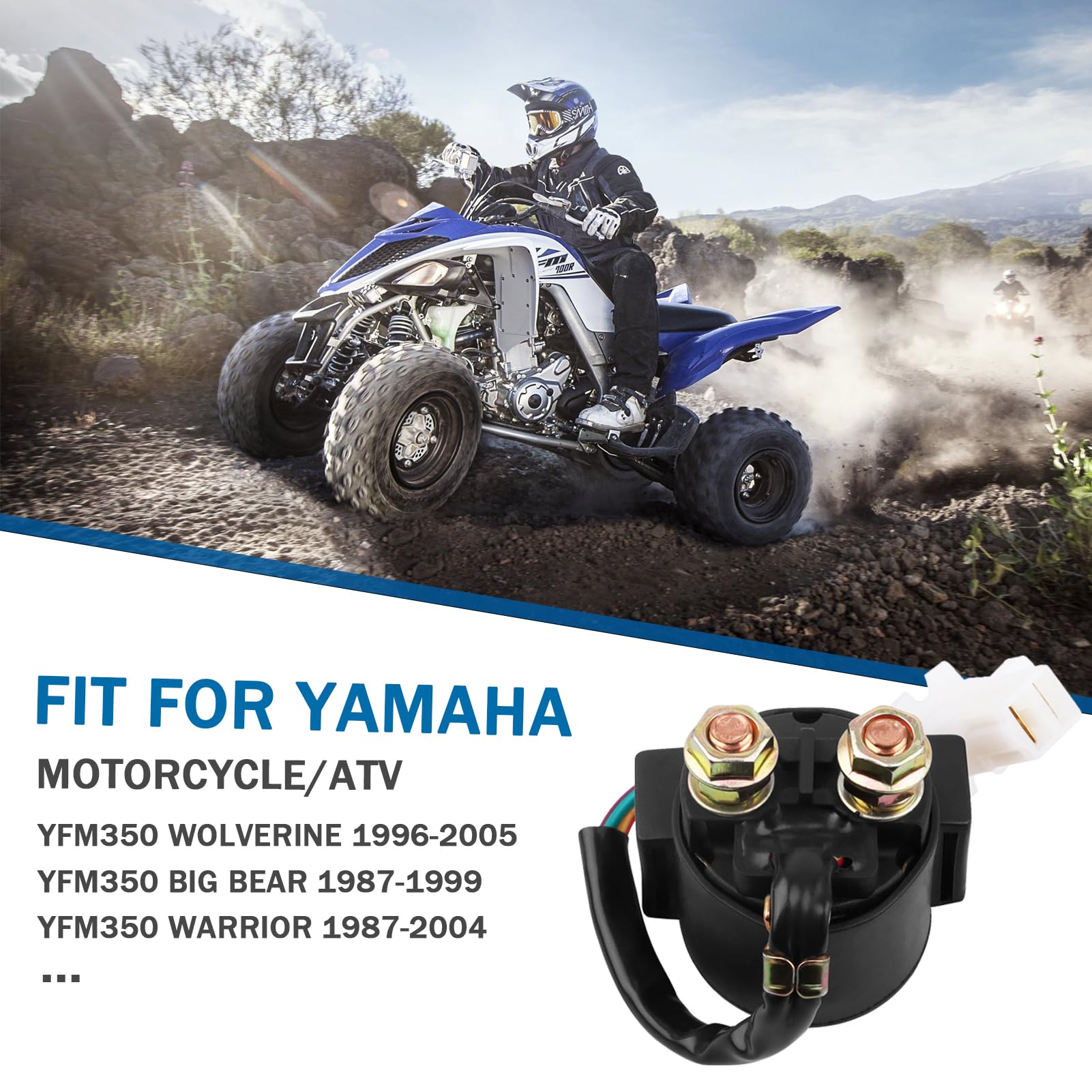 Starter Solenoid Relay for Yamaha Warrior 350 1987-2004 Big Bear 350 1987-1999 Wolverine 350 1996-2005 YFM 350 1996-2005 for Hon