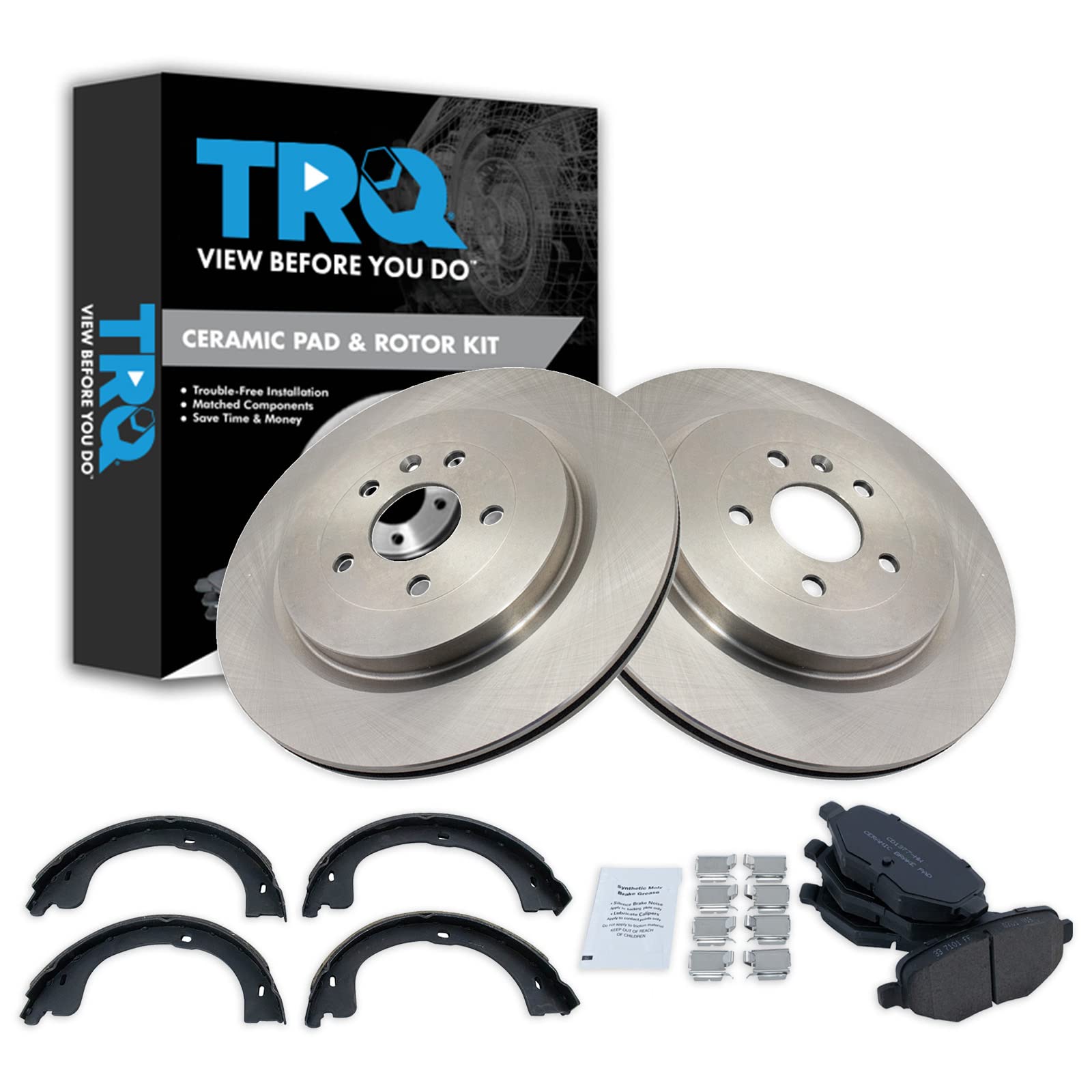 Trq Rear Ceramic Brake Pad & Rotor Kit Fits 2013-2018 Lincoln Mkt