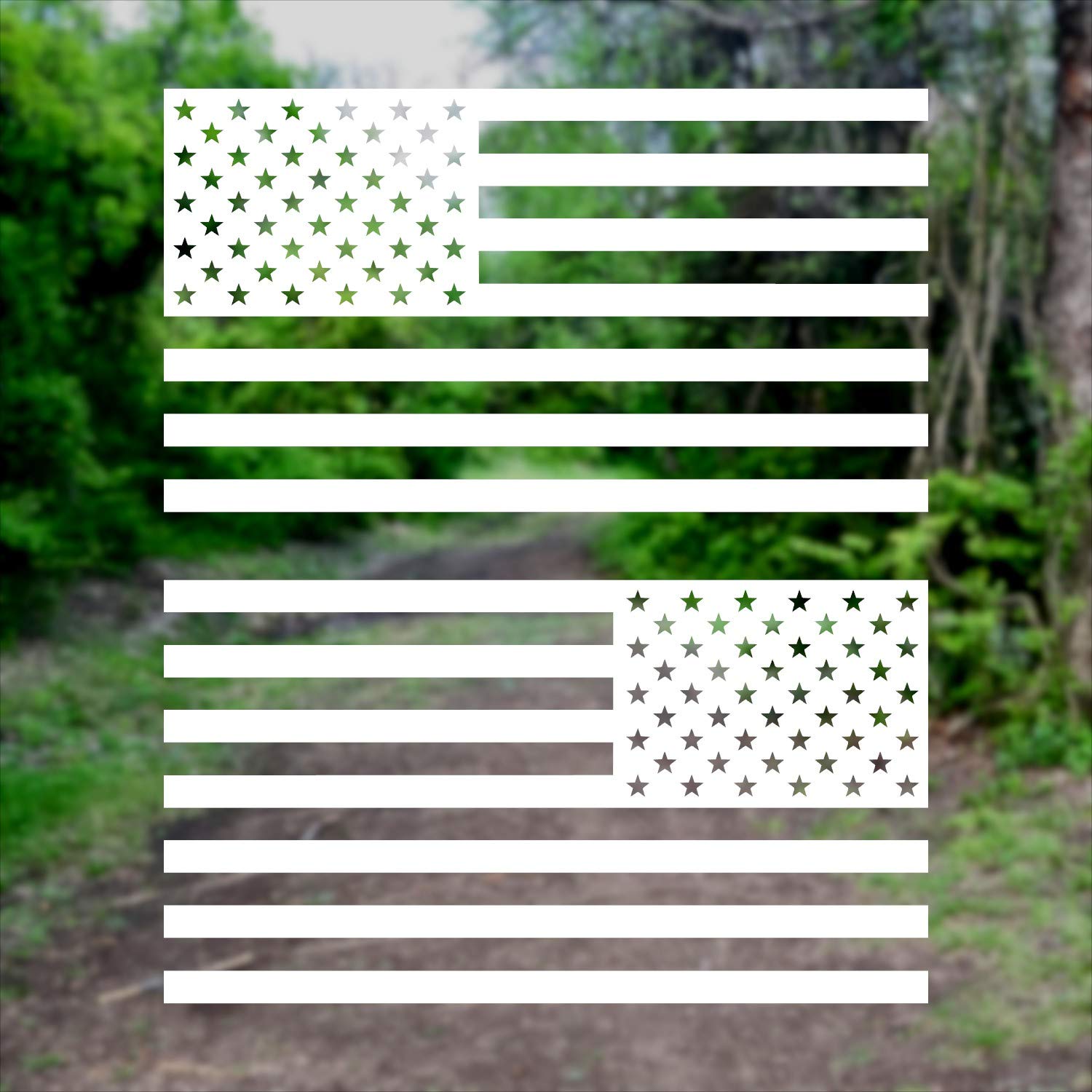 American Us Flag [Pick Color/Size] Vinyl Decal Sticker For Laptop/Car/Truck/Window/Bumper (18In Subdued Pair, Matte White)