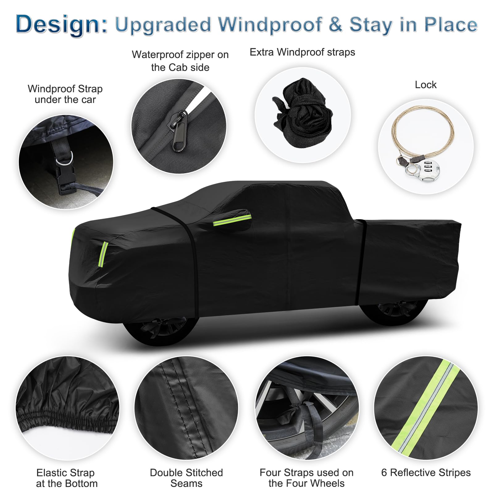 for Tacoma Double Cab 5-ft.Truck Cover,Outdoor Car Covers with Driver Side Zipper Windproof Heavy Duty Protection for 2016-2023