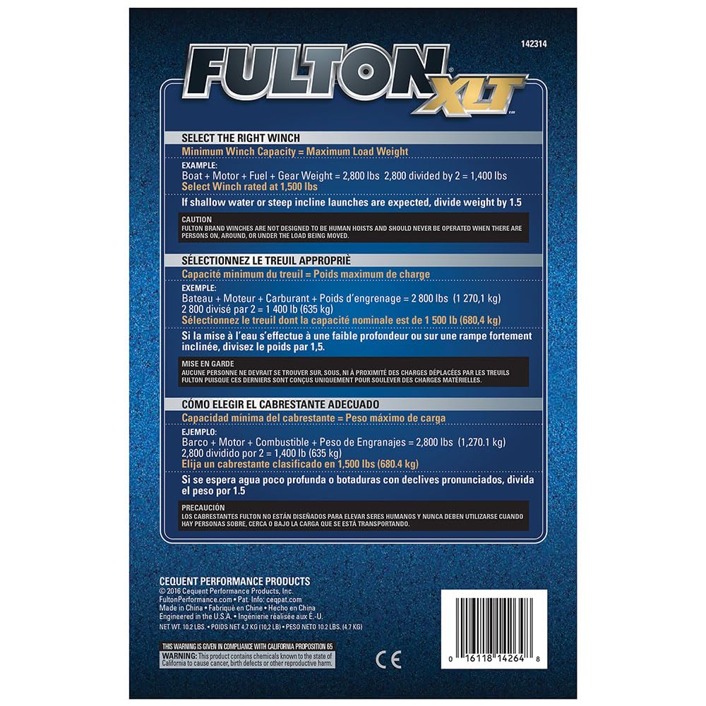 Fulton 142314 Xlt Single Speed Winch With 20' Strap And Cover - 1800 Lbs. Capacity, 1 Pack , Black