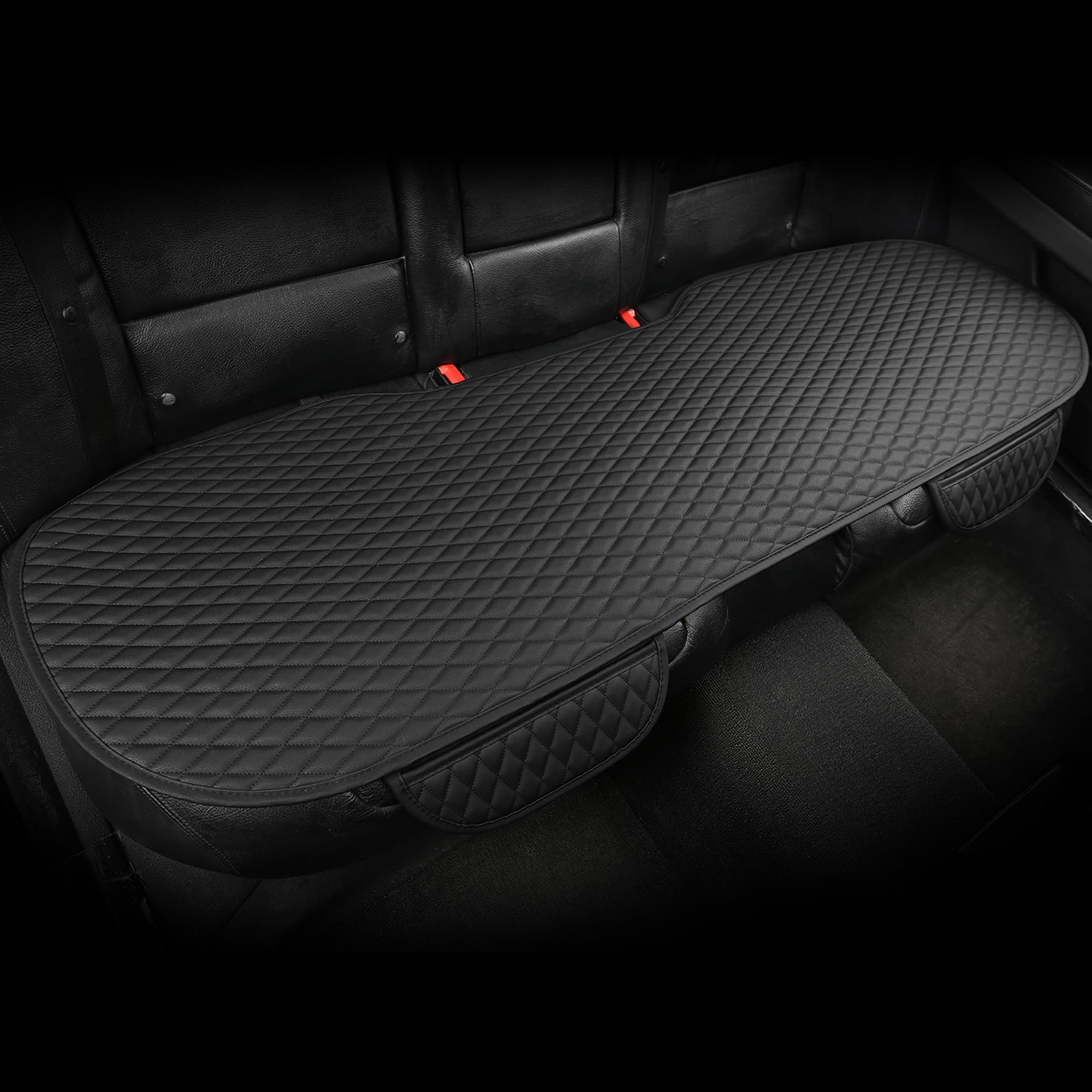 West Llama Pu Leather Car Seat Bottom Covers Protectors Include 1 Rear Bench Seat Cover Universal Fit 90% Vehicles,Black