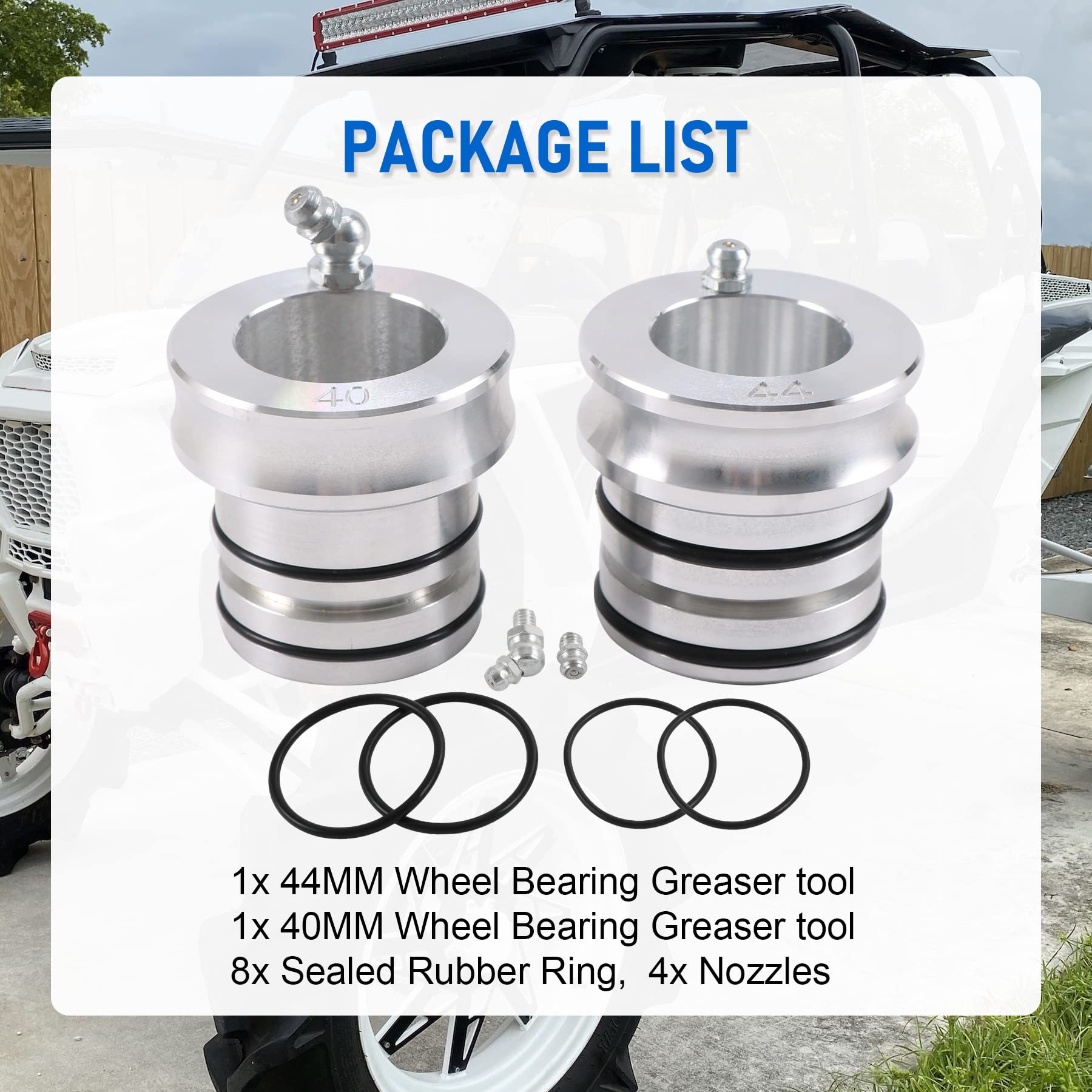 JDMSPEED New 44/40MM Front Rear Wheel Bearing Greaser Tools Replacement for Polaris Ranger 570 800 900 1000XP Sportsman 500 850