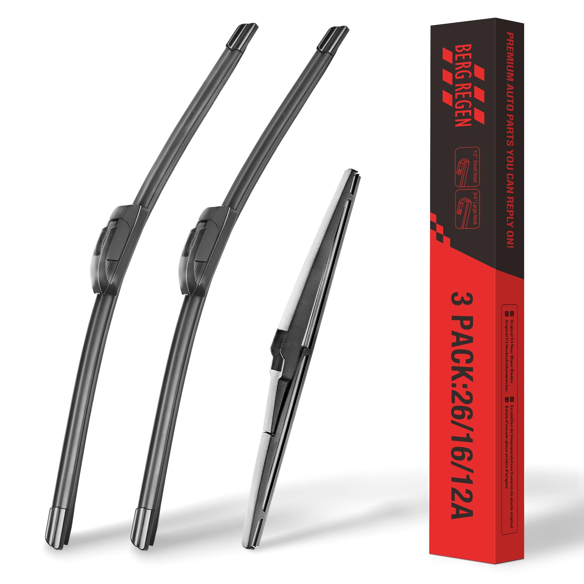 Berg Regen  26''+16'' Windshield Wipers With 12'' Rear Wiper Blade Sets Replacement For Toyota Rav4 2022 2021 2020 2019/Mazda 5 