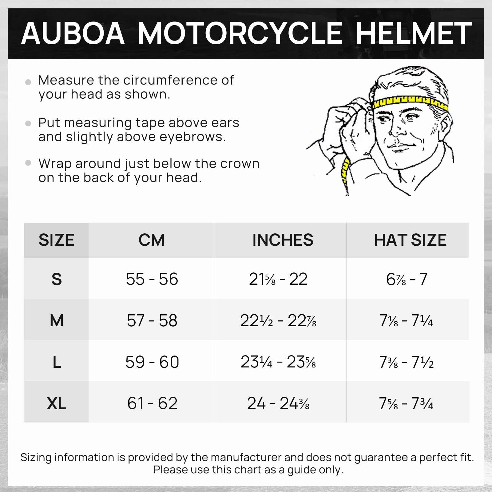 Auboa MD-813 Full Face Motorcycle Helmet for Men & Women, DOT Approved, Large, Matte Black, ABS Material, Tinted Visor