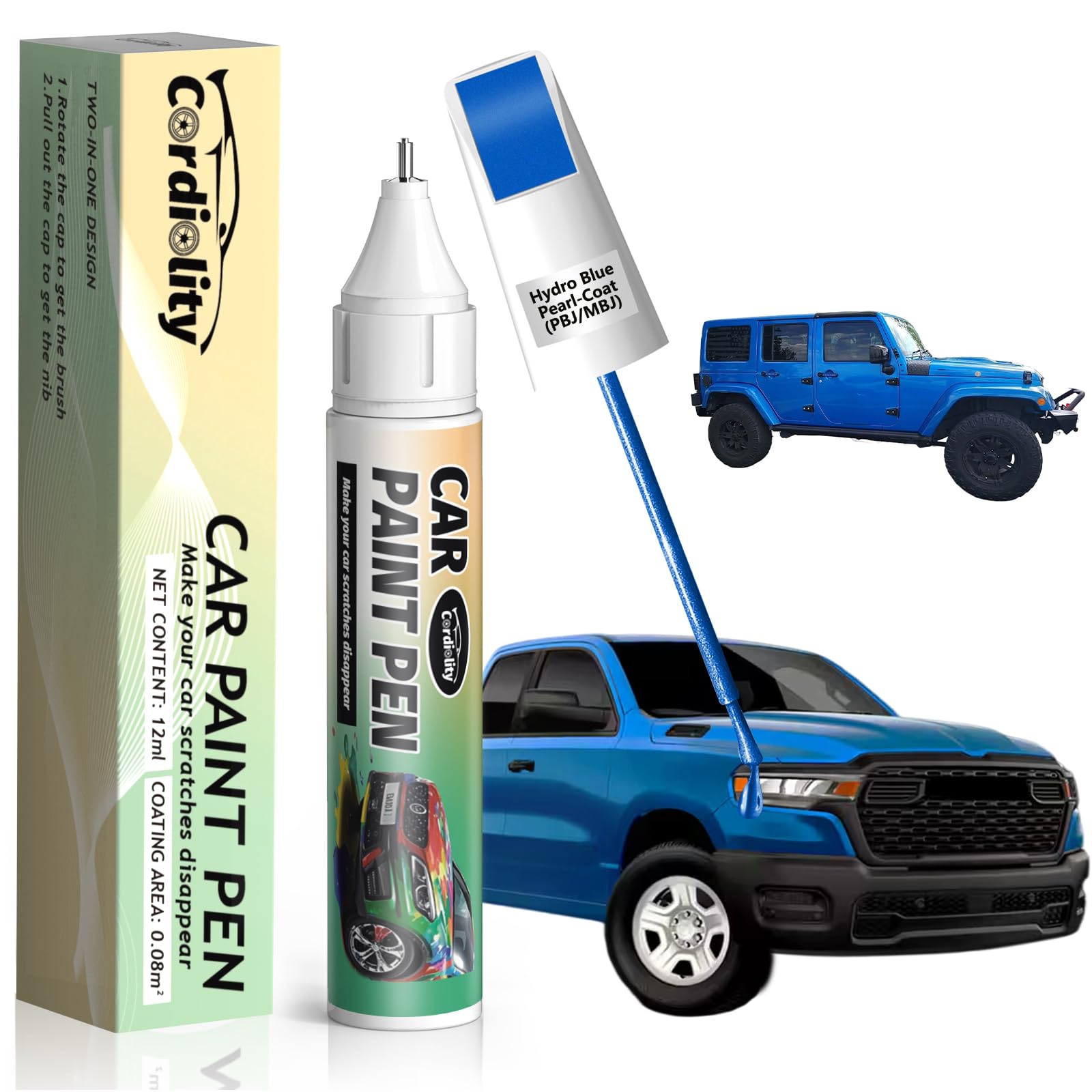 Hydro Blue Pearl-Coat(PBJ/MBJ) Touch Up Paint Pen for Ram,Car Paint Scratch Repair Pen Quick and Easy Fix Auto Paint Scratch
