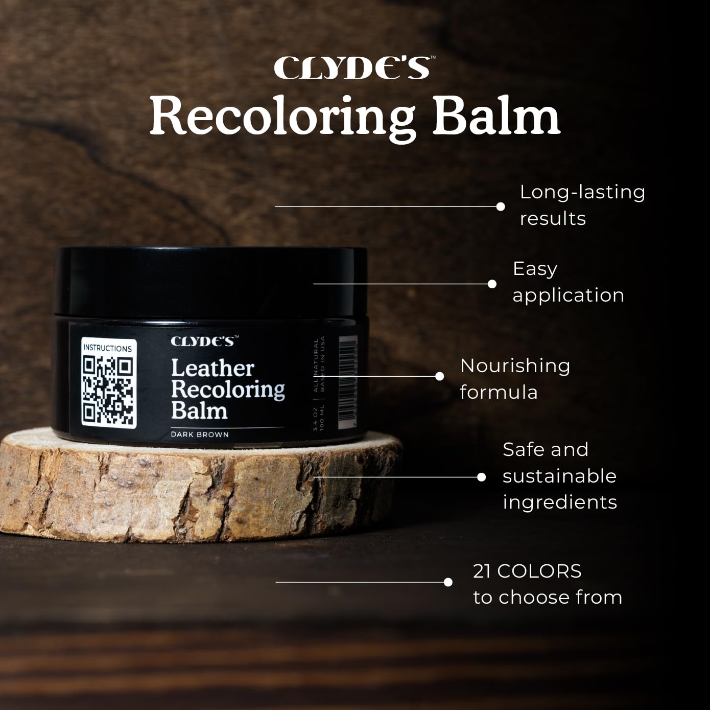 Clyde'S Recoloring Balm | Non-Toxic Material Dye & Restorer For Furniture, Car Seats, & More | 23 Colors (Dark Khaki, 100Ml)
