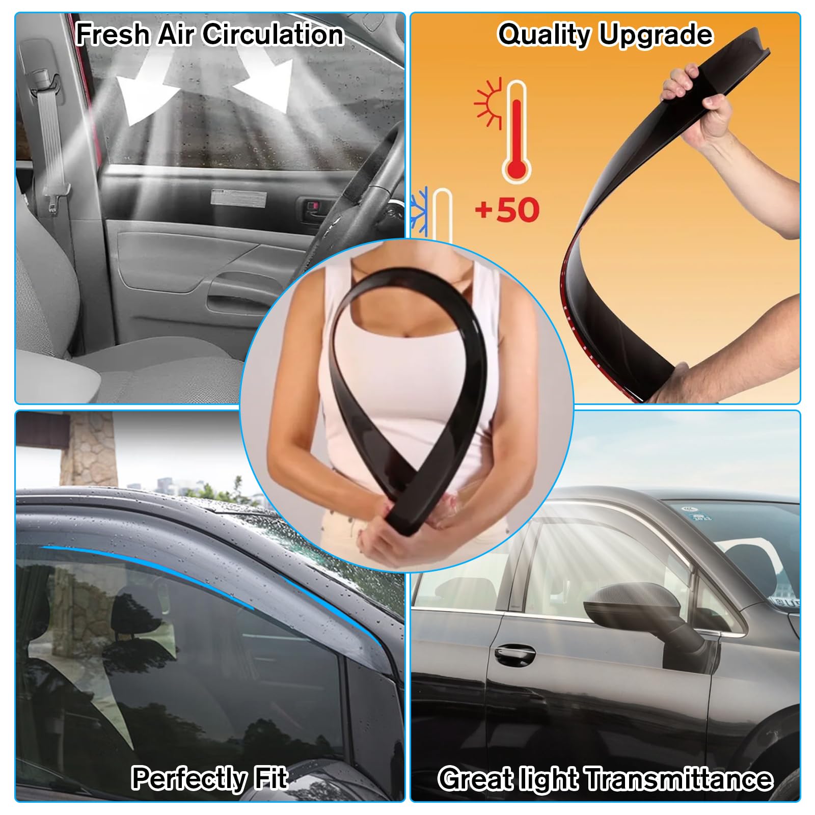 Sontian Tacoma Rain Guards For 2016-2023 Double Cab/Crew Cab - 4Pcs Side Window Visor Deflectors