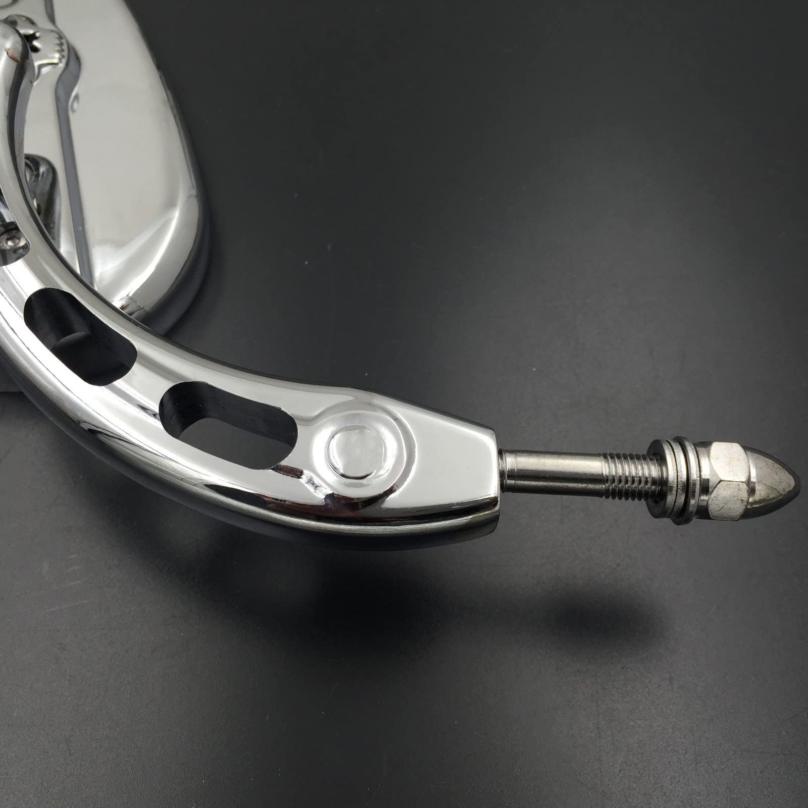 HTTMT MT383D- Chrome Skull Side Mirrors Compatible with Harley Davidson 1982-later all models (except VRSCF,2014-later FLHTKSE,F