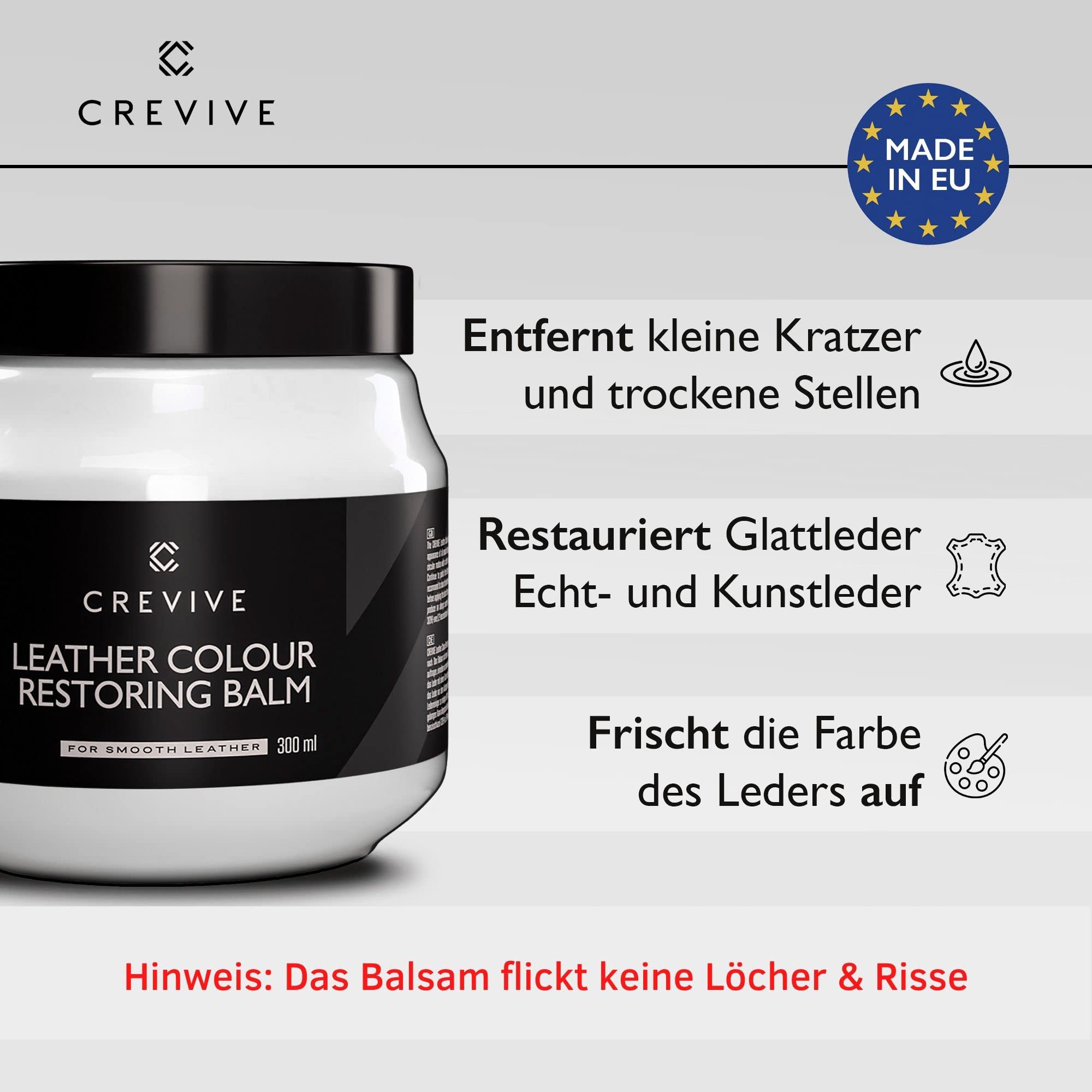 Crevive Leather Cleaner 8.45 Oz & Leather Recoloring Balm White 10 Oz - Leather Color Restorer - Leather Restorer For Couches- L