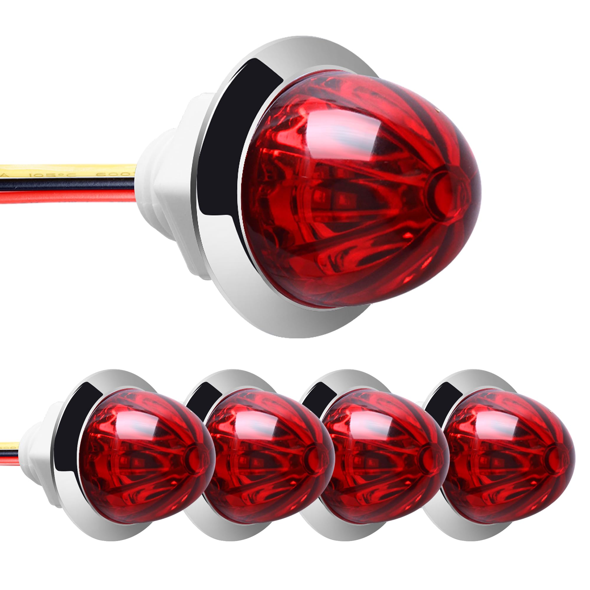 Vitonsbay 3/4 Inch Mini Watermelon Side Marker LED Dual Function Strobe + Marker Lights, Side Clearance Tail Griller Flash Light