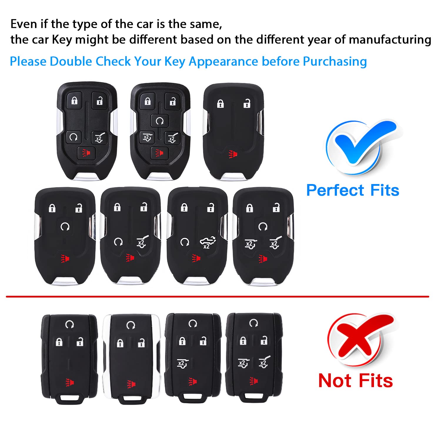 Qbuc For Gmc Key Fob Cover Tpu Protector Case With Keychain For 2019-2021 Chevrolet Chevy Silverado And Gmc Sierra 1500 2500Hd 3500Hd Terrain Acadia Yukon Key Cover Smart Remote 3/4/5/6 Button(Pink)
