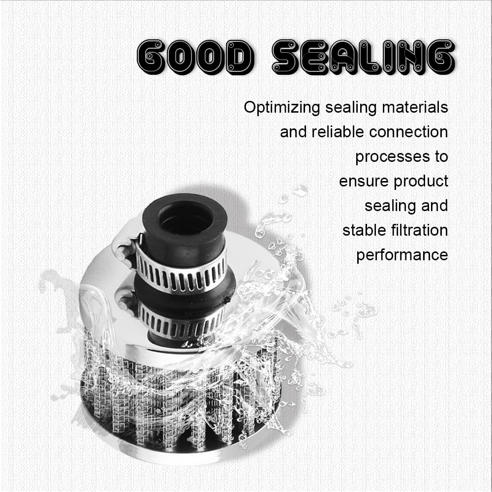 12mm Air Filter Intake Filter Breather, Small Engine Air Filter, Mini Universal Motor Cone Cold Clean Air Intake Filter Turbo Ve