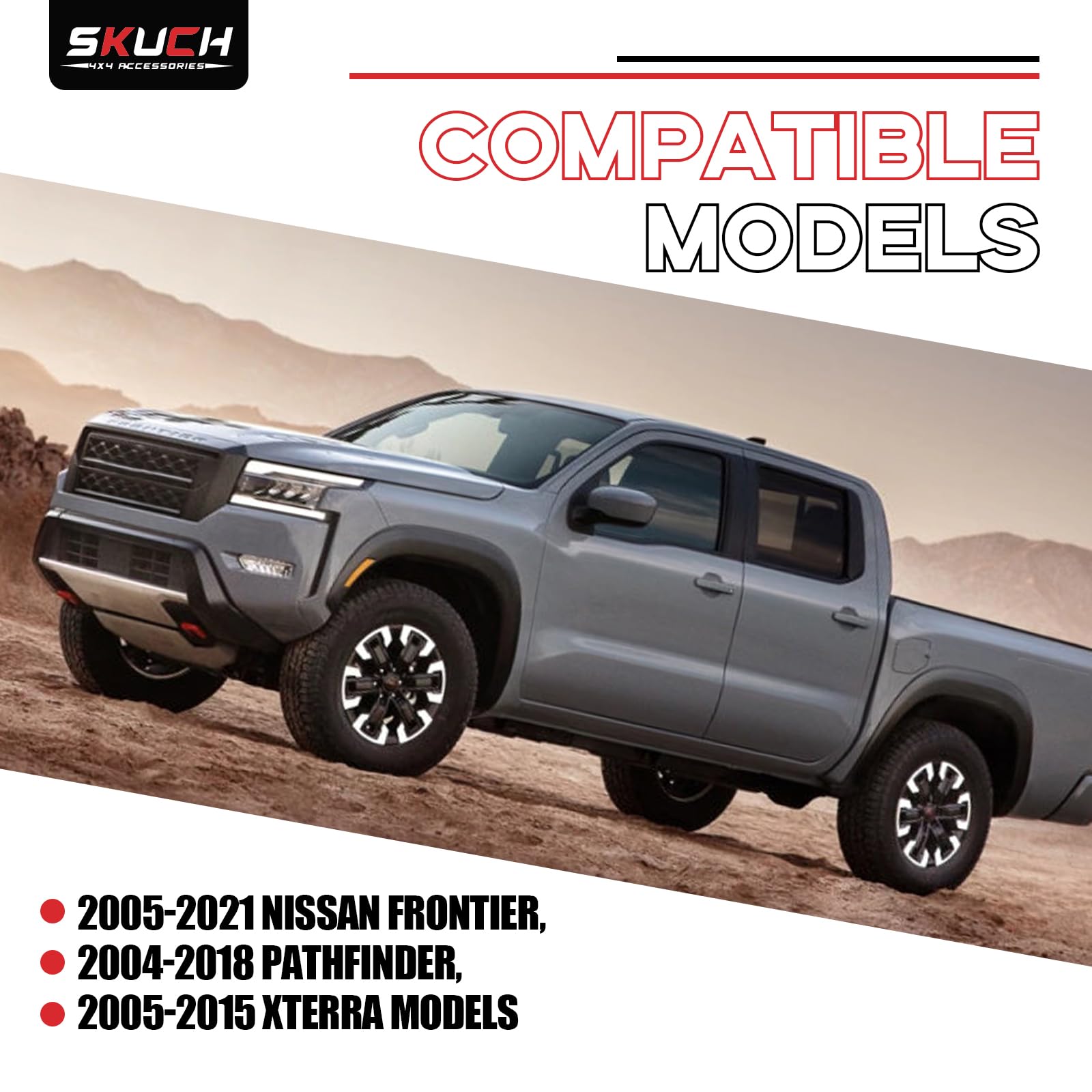 SKUCH 4X4 ACCESSORIES Lift Front Upper Control Arms for Nissan Xterra/Frontier/Pathfinder, Alloy Steel, 2005-2021, Wrinkle Red