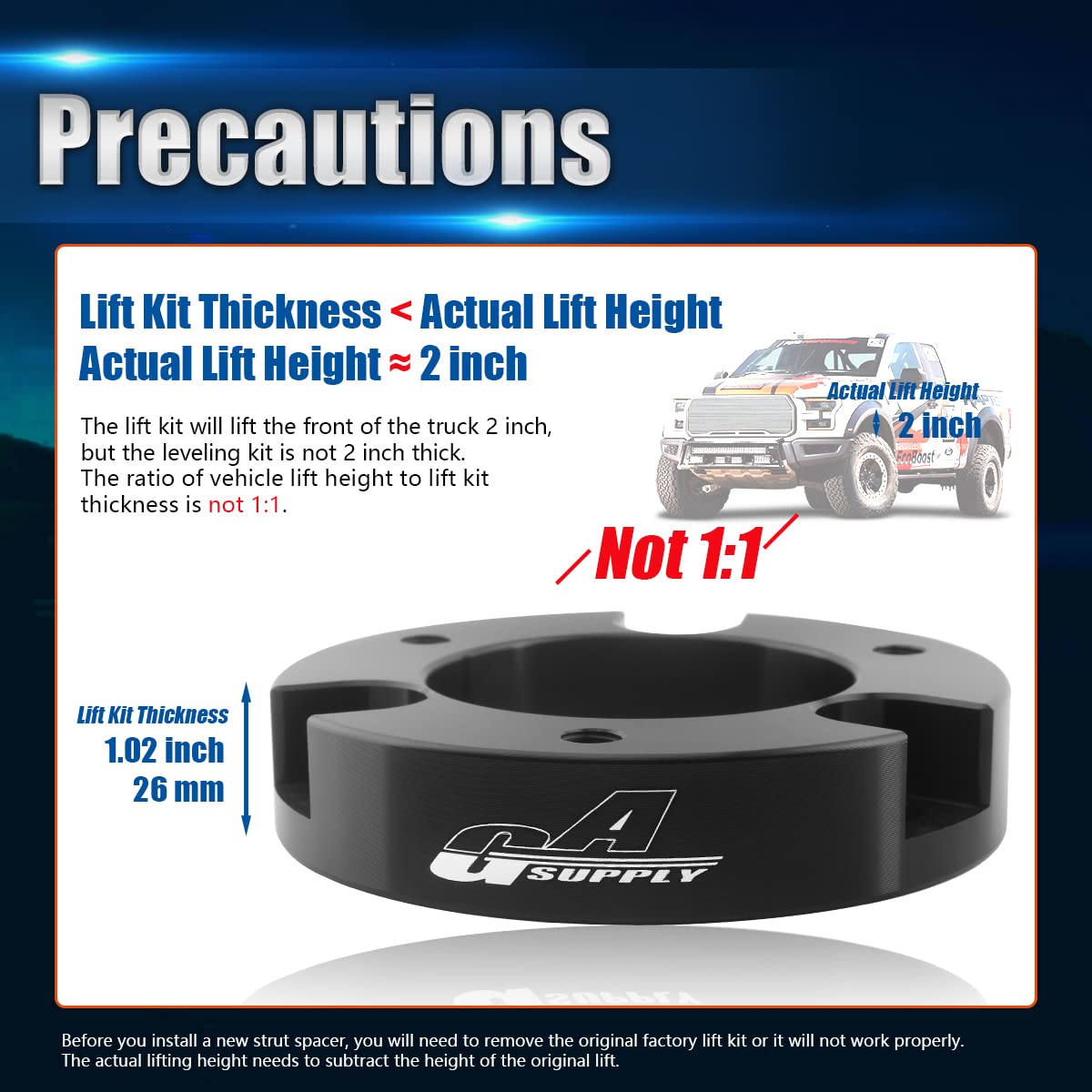 GAsupply 2 Front Leveling Lift Kits, Compatible with1999-2006 Toyota Tundra 2WD 4WD, 2 Inch Raise Strut Suspension Spacers