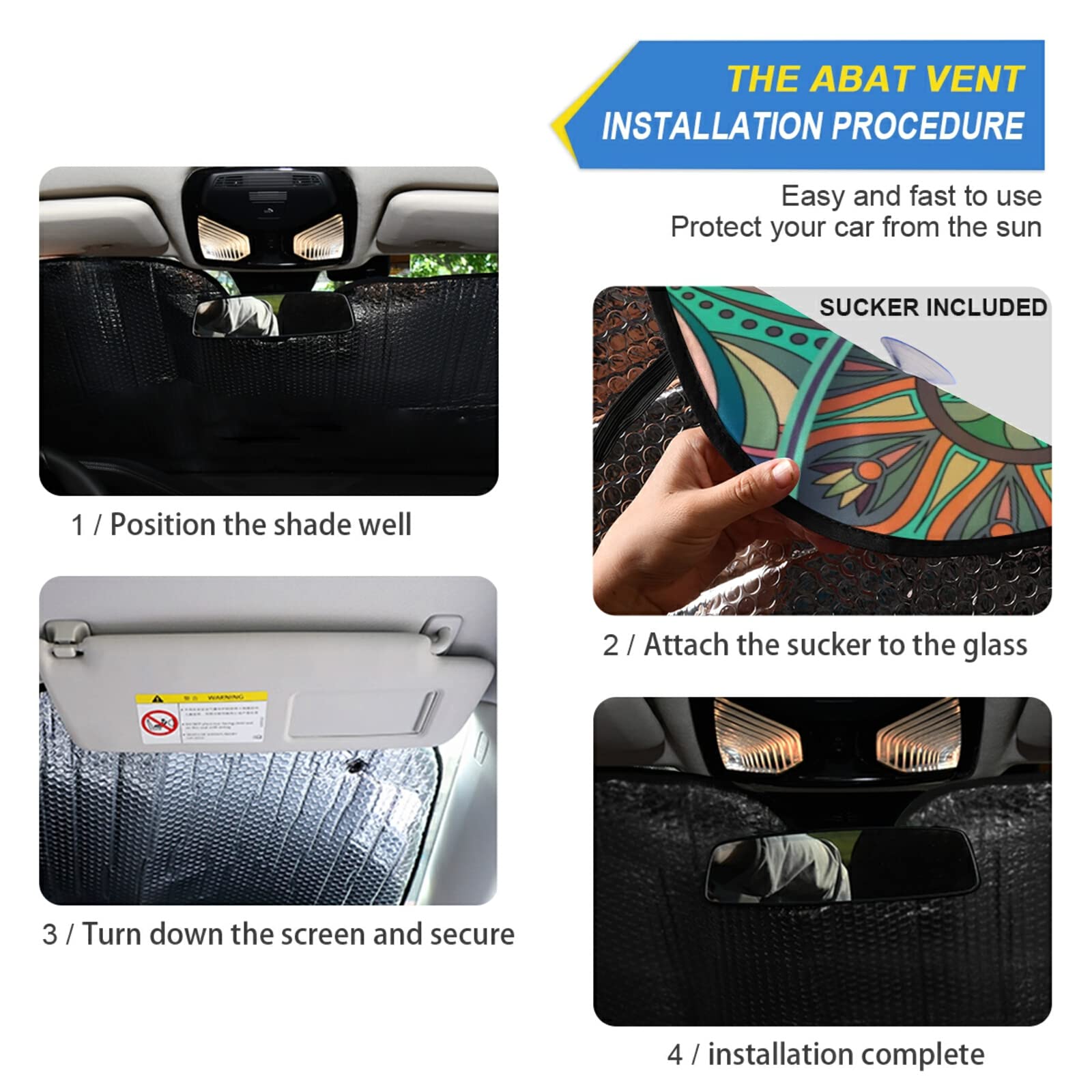 Oarencol Boho Ethnic Car Windshield Sun Shade Bohemian Mandala Floral Paisley Green Foldable Uv Ray Sun Visor Protector Sunshade