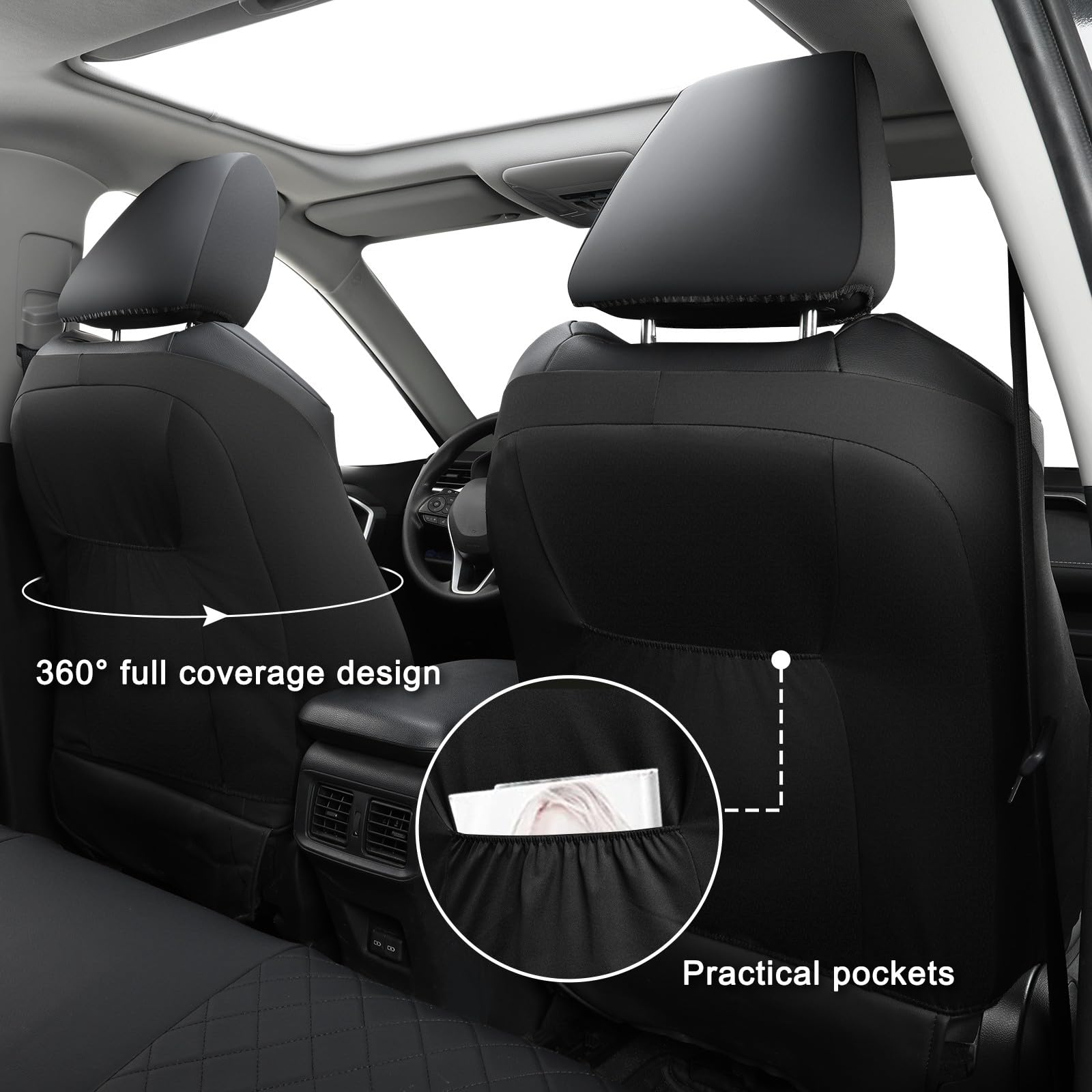 GIANT PANDA Custom Fit 2 Pack Front Car Seat Covers Fit for Toyota Corolla 2020 2021 2022 2023 2024 2025 SE, SE Apex,Nightshade,