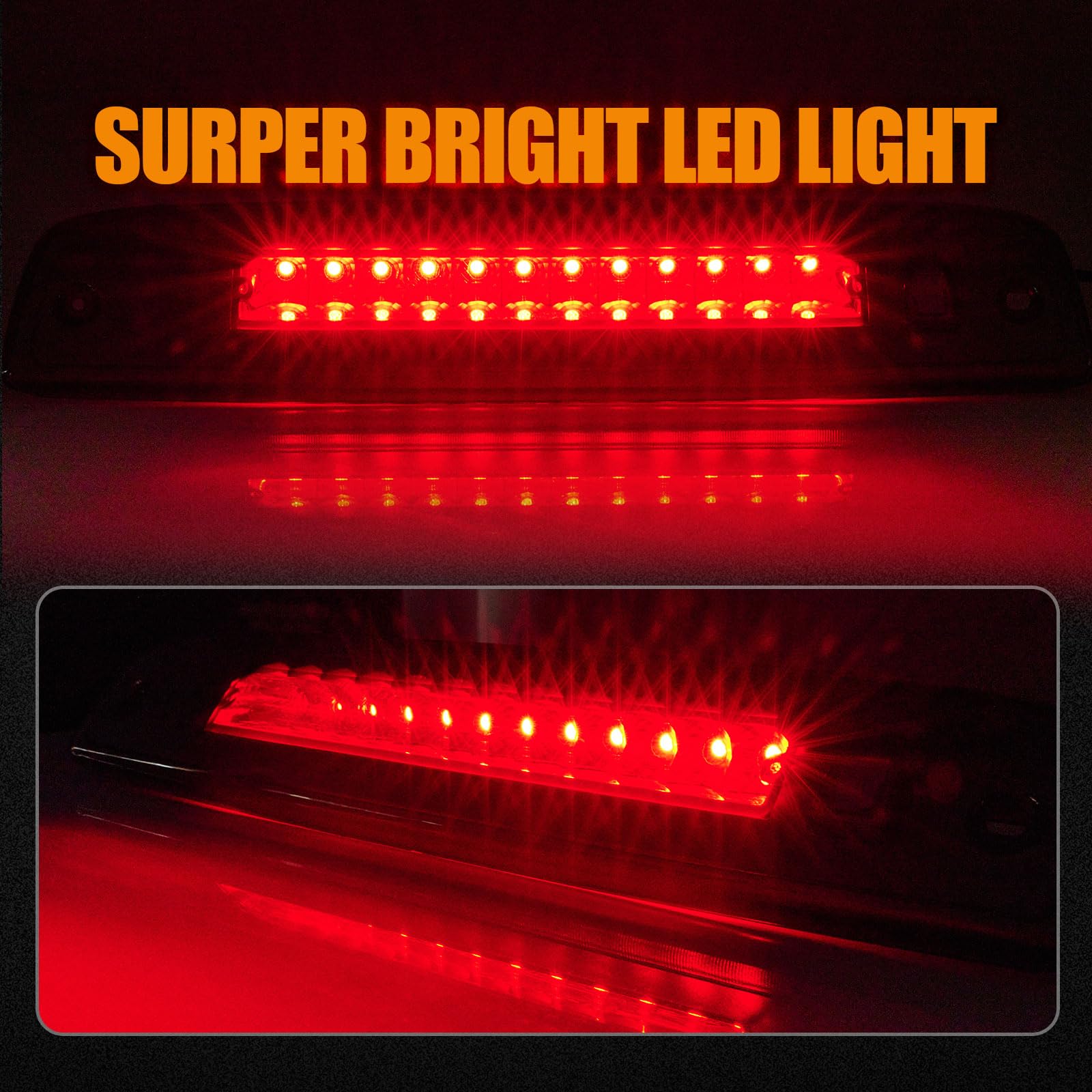 Cxdar Third 3Rd Brake Light Led For 2003-2016 Ford Expedition, High Mount Rear Brake Lights Assembly For 03-16 Lincoln Navigator