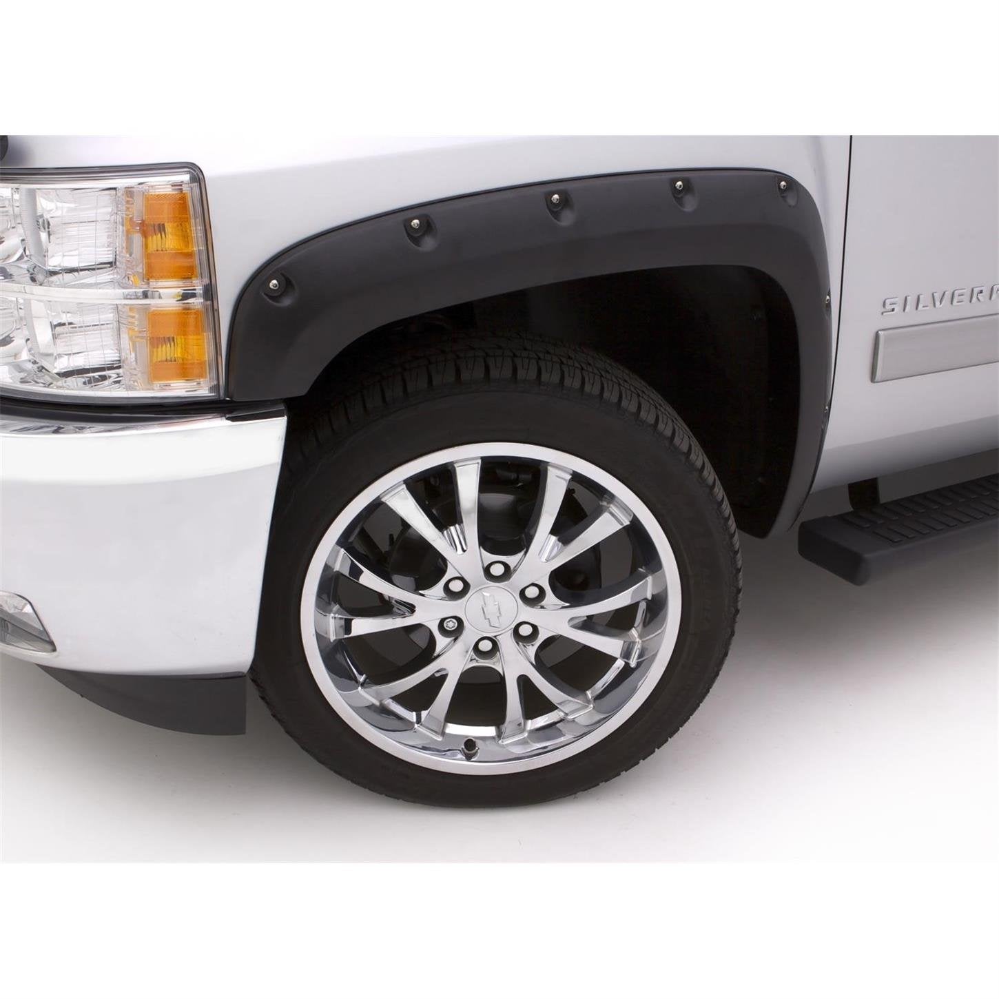 Lund 19-22 Gm Silverado Rx-Flat Textured Elite Series Fender Flares W/Black Bolts - Black 2Pc Front