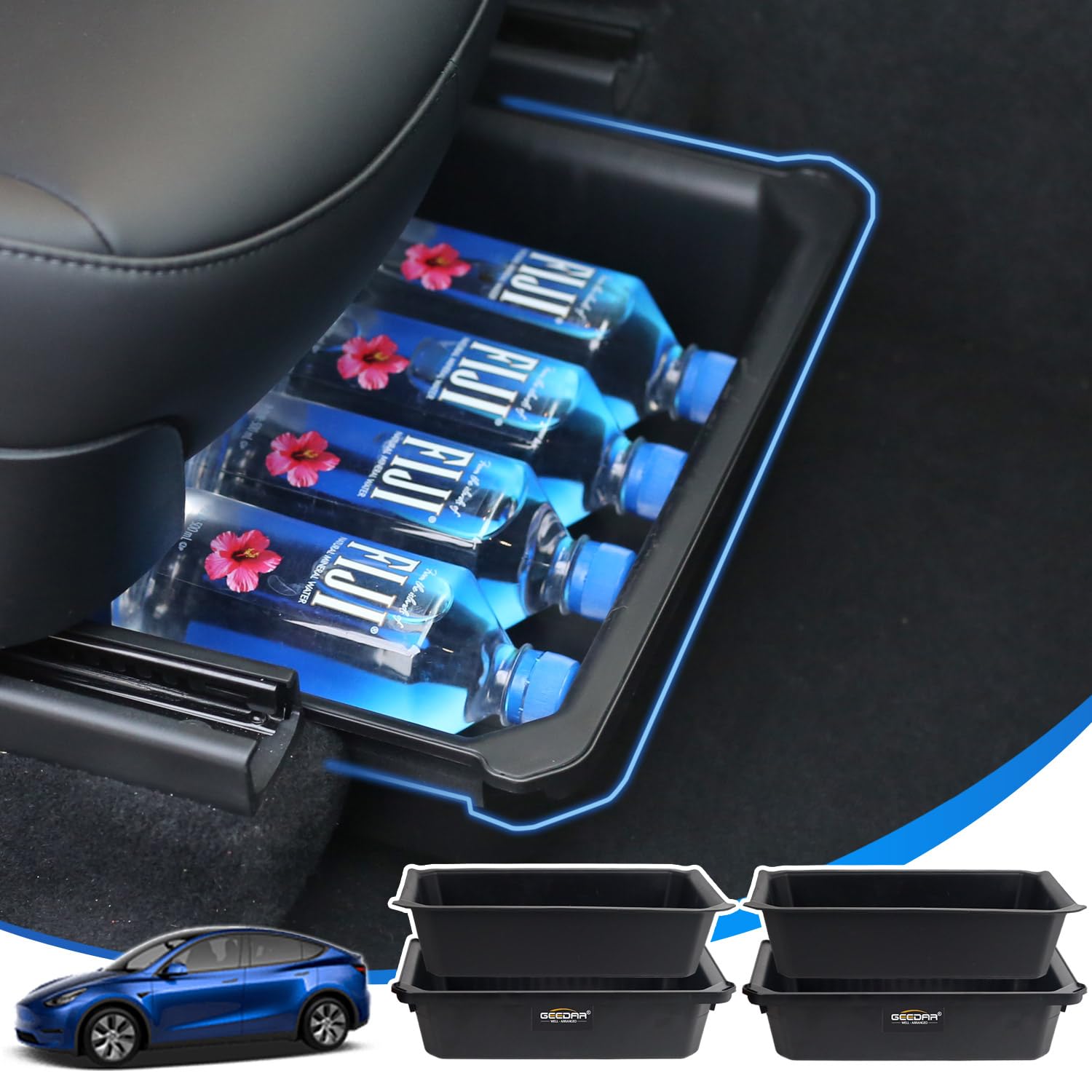 Geedar Under Seat Storage Box Organizer For Tesla Model Y 2025 Refresh (Juniper) - Front Section, New Model Y 2025 Hidden Storag