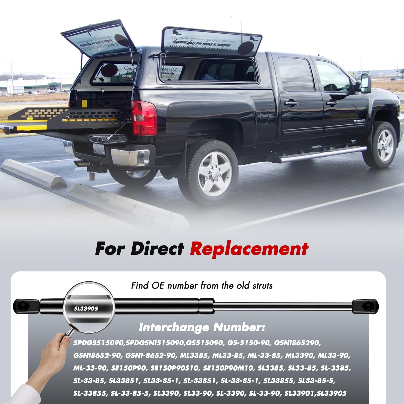 Vepagoo Ml3385 15 Inch 90Lb/400N Gas Shocks Struts Lift Support For Truck Tool Box Leer Are Camper Shell Truck Topper Rear Windo