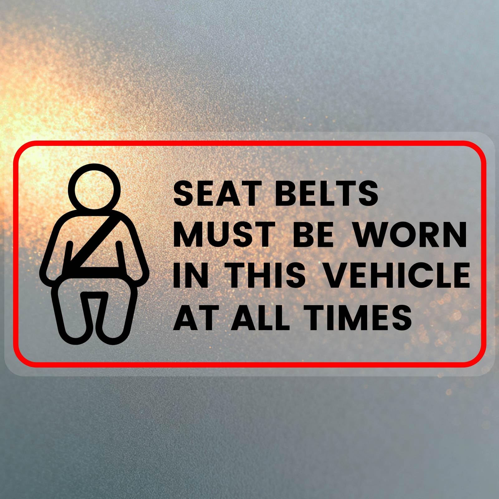 PRESSINART 10Pcs Car Seat Belt Sticker Fasten Seat Belt Sign Must Be Worn in This Vehicle at All Times Decal Self Adhesive Vinyl