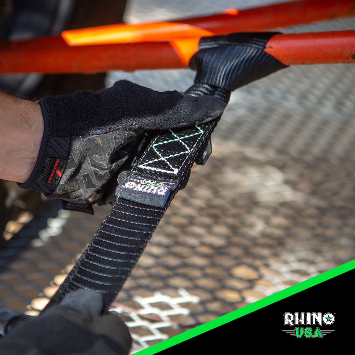 Rhino USA Heavy Duty Soft Loop Tie Down Straps - 1.6" x 17", 5,000 lbs Break Strength, Black, 4-Pack, Model SOFT4PACK-B