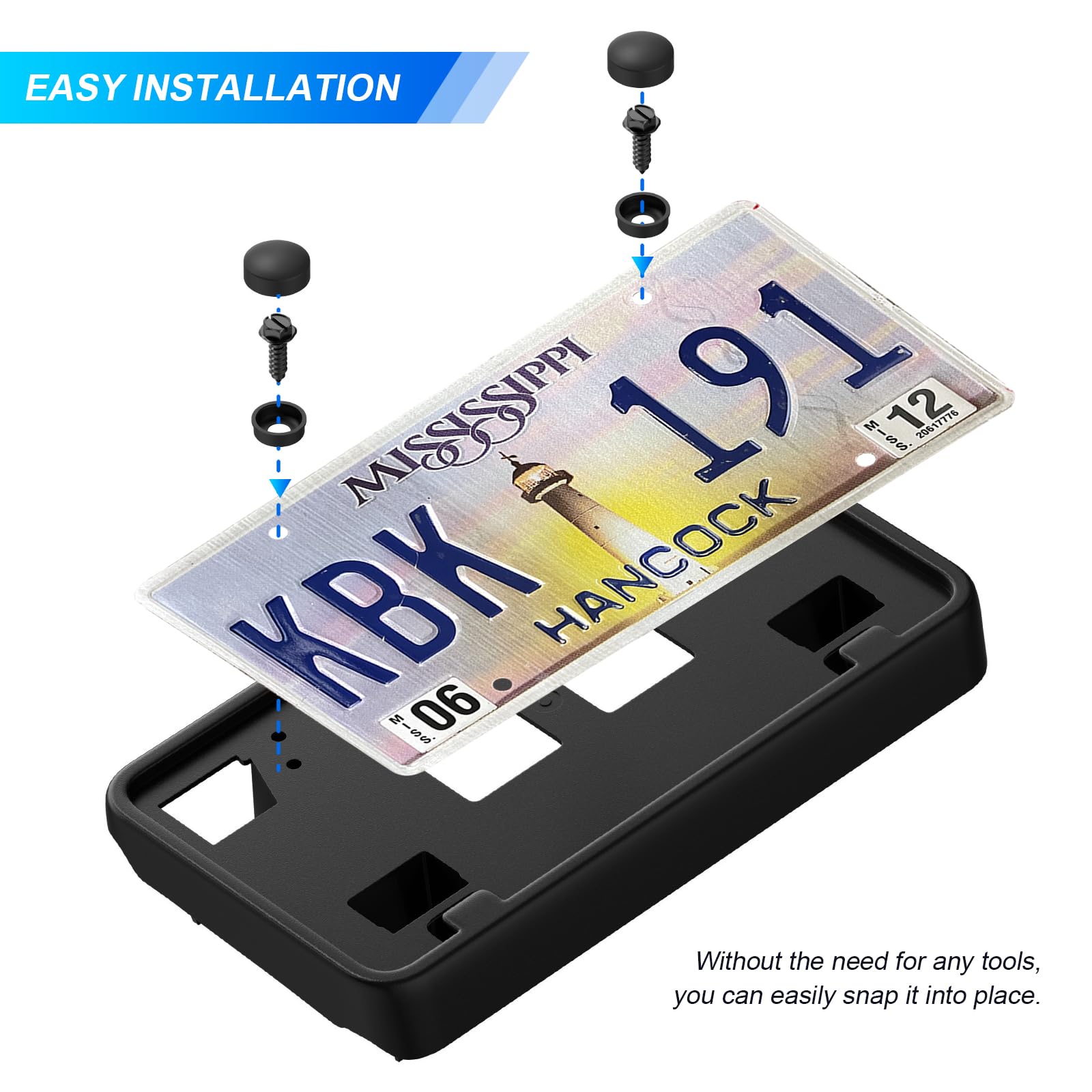 License Plate Frame for 2021 2022 2023 Ford F150 Accessories- Front Bumper License Plate Bracket Holder 3.3L 5.0L ML3Z-17A385-AB