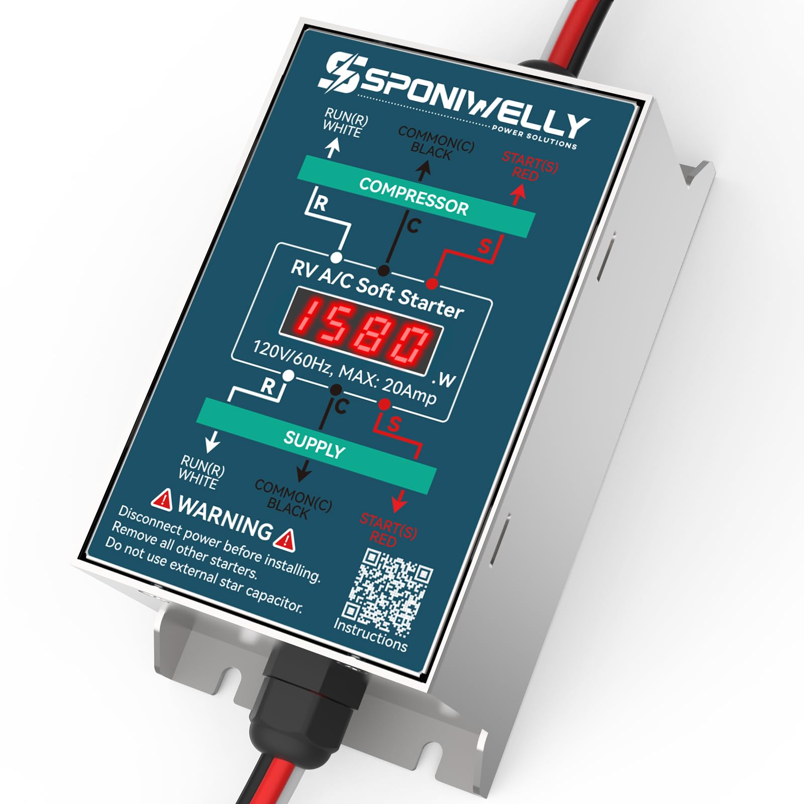 Sponiwelly Soft Start Kit for Rv Air Conditioner, with Display Screen, Uses up to 70% Less Power to Start Rv Air Conditioner to 