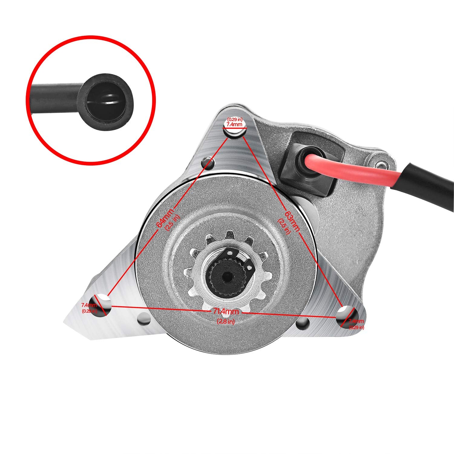 Trkimal 3 Bolt Starter Motor with Cable for 50cc 70 cc 90cc 100 cc 110cc 125 cc Dirt Bikes Go Karts ATVs Pit Bike Dune Buggy San
