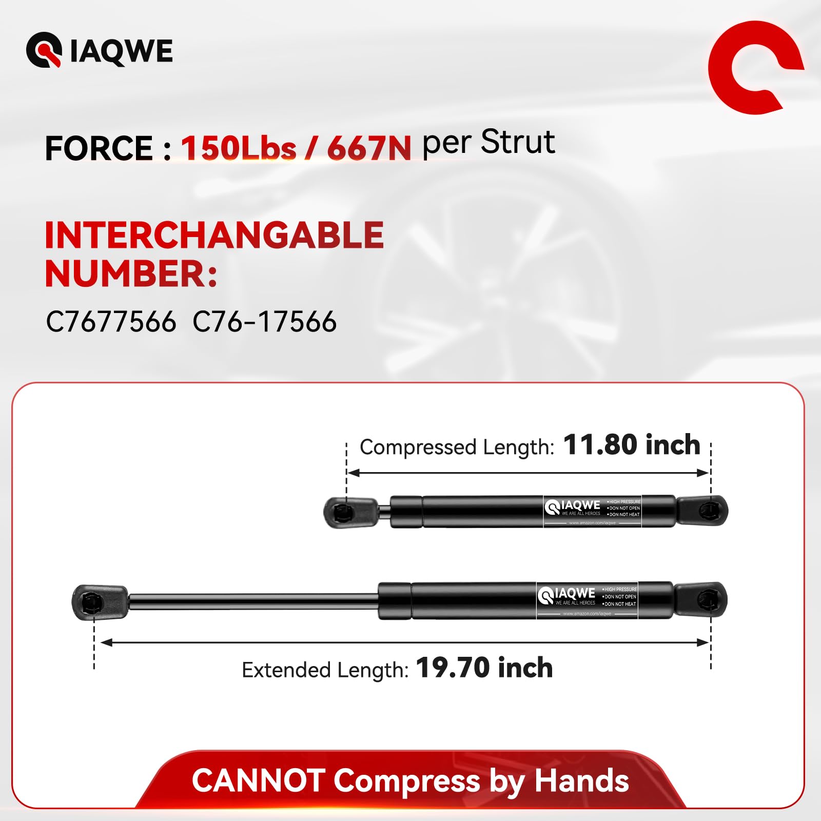 150Lbs/667N 20 Inch Gas Spring Struts Lift Support For Rv Bed Tonneau Cover Floor Hatch Heavy-Duty Outdoor Box King Bed Canopy C