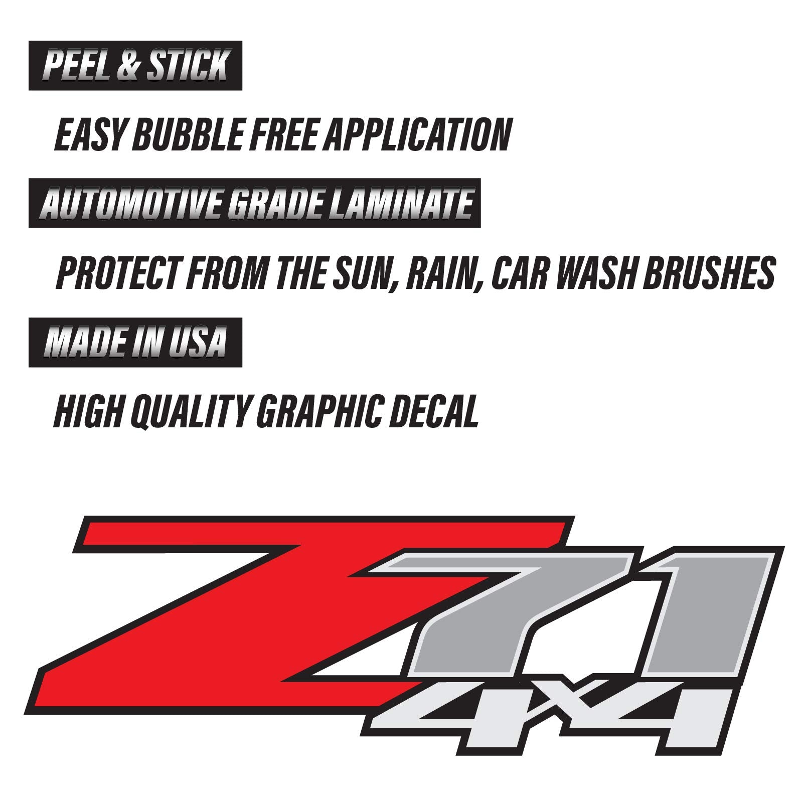 TIRESFX Z71 4x4 Decals - Set of 2 HD Stickers for F-1500 2500, Suitable for Metal Surfaces, Z71 4x4 Original