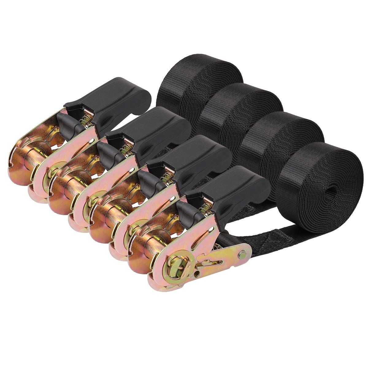 Endless Ratchet Tie Down Straps Heavy Duty Cargo Tie Downs, Sturdy Nylon Black Strap Down Ratcheting Securing Straps, Track Spri