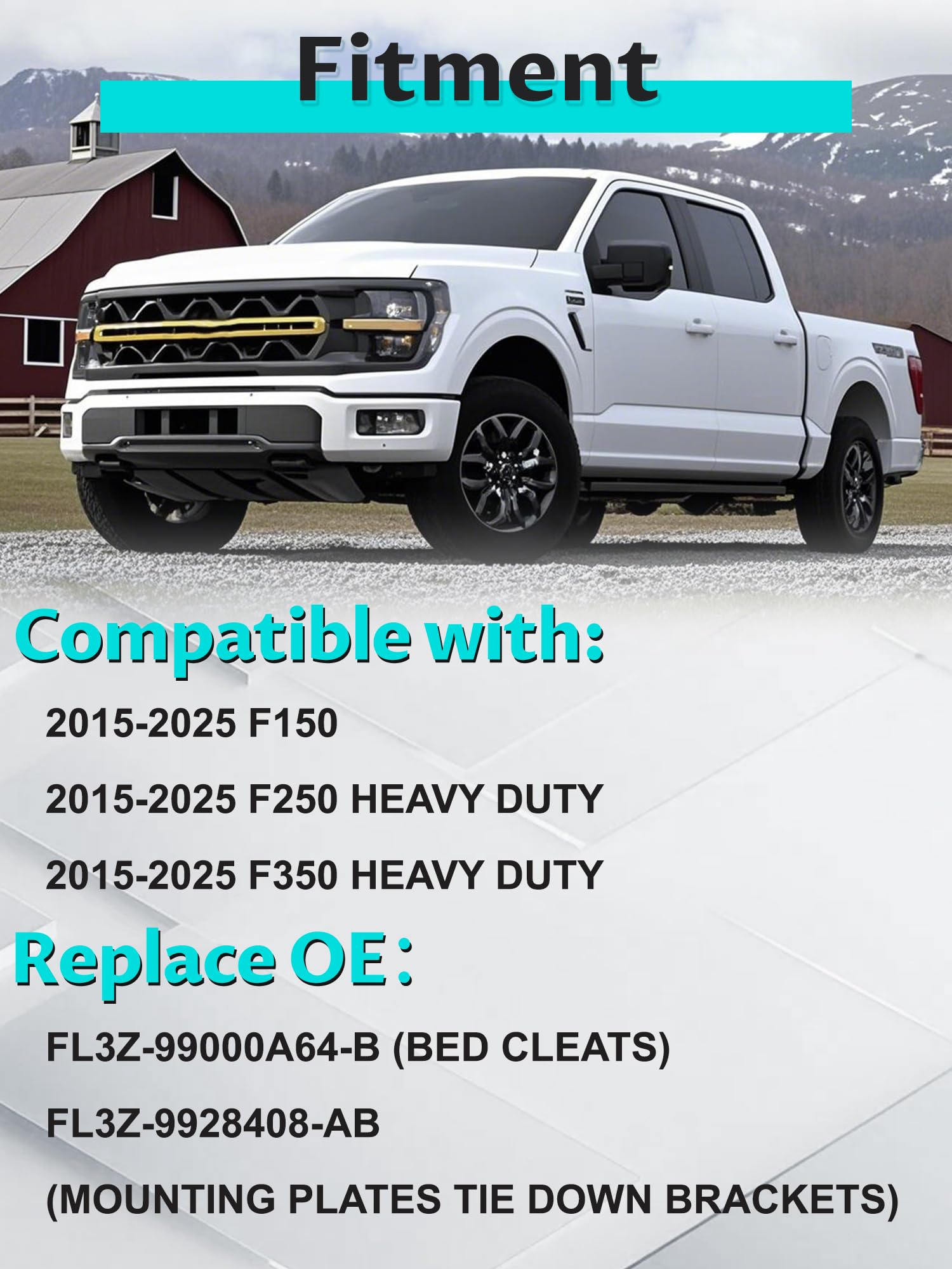 Truck Bed Tie Down Anchors Compatible with 2015-2025 F150 F250 F350 Box Link Tie Downs Plates Brackets,FL3Z-99000A64-B,FL3Z-9928