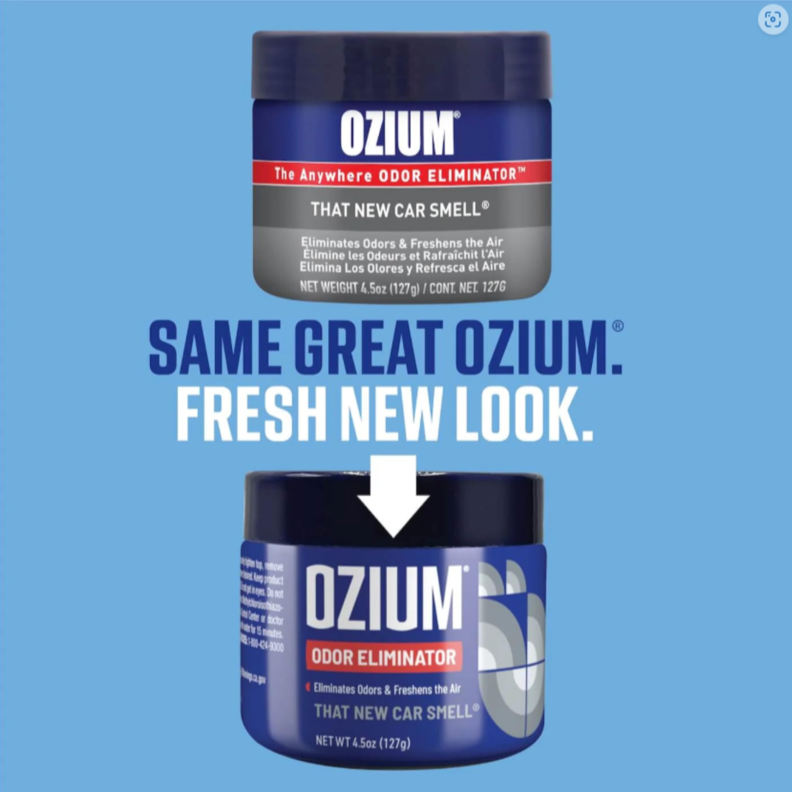 Ozium 4.5 Oz. Odor Eliminating Gel for Homes, Cars, Offices and More, That New Car Smell Scent, 2 Pack