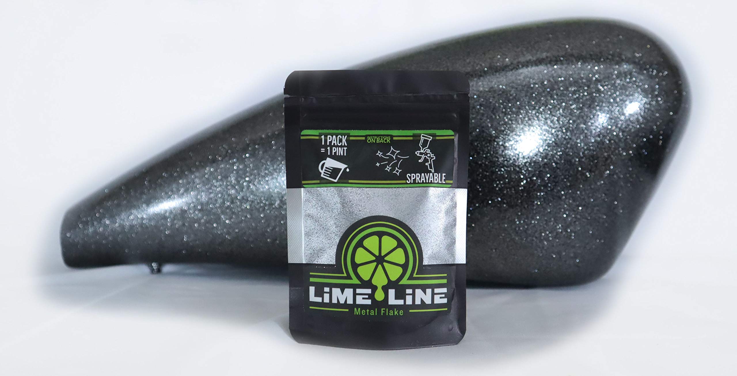 LiME LiNE Sprayable Automotive Metal Flake - Silver, 1 Count, Model 004, Metal Finish for Custom Paint