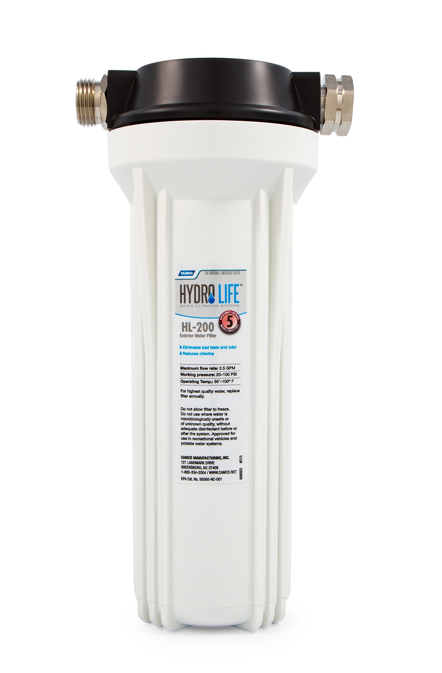 Hydro Life Camco HL-200 External Filter Kit , Filters with KDF Media & GAC for Protection from Contaminants, (52141)