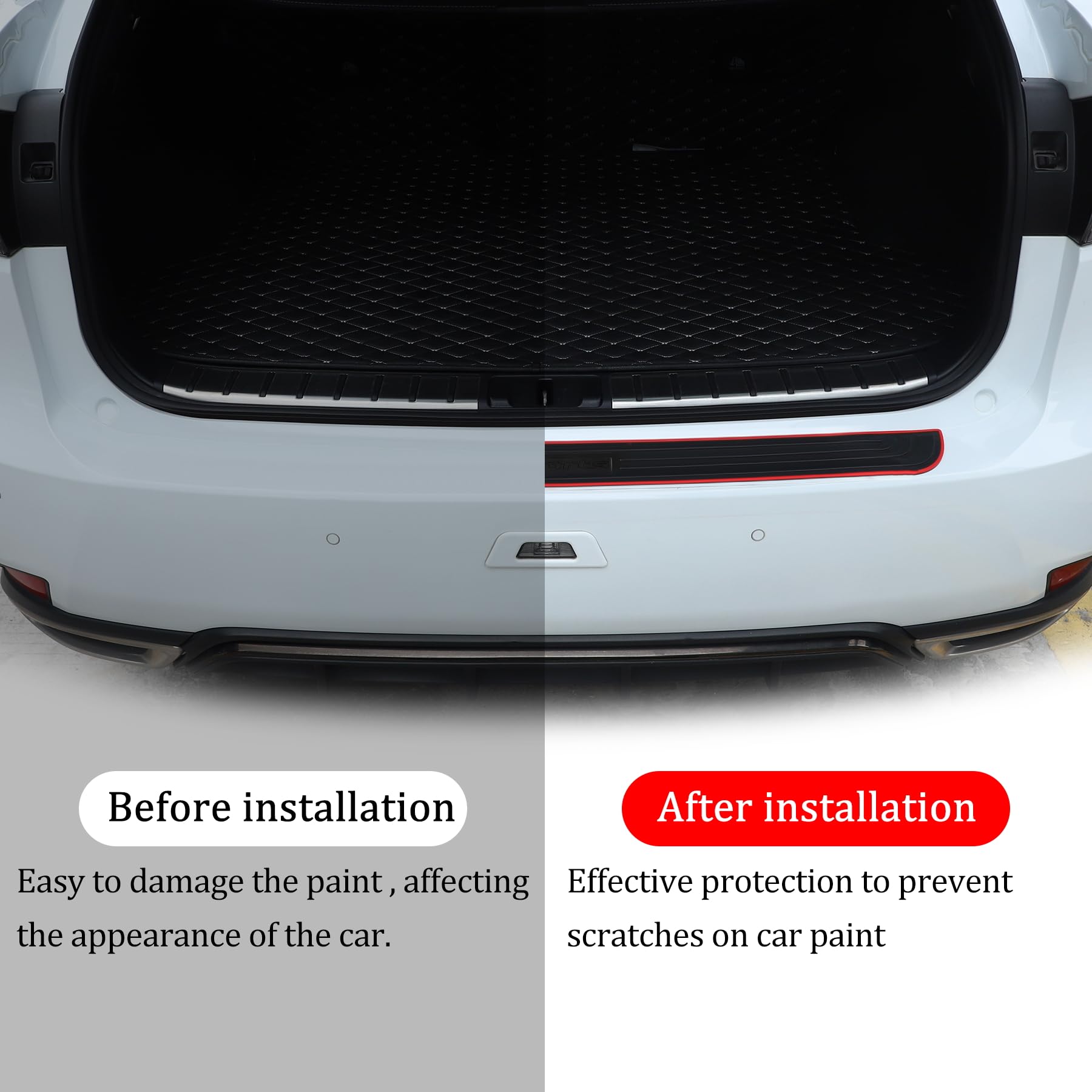 Singaro Car Rear Bumper Protector, 35.5Inch X2.75Inch Car/Suv Universal Rubber Anti-Scratch Trunk Exterior Accessories(Black)