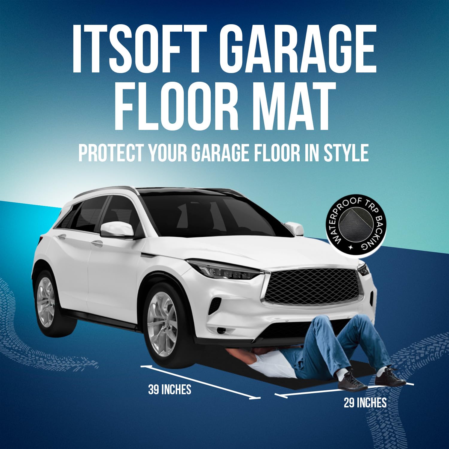 Itsoft Garage Floor Mat For Under Car 3X2.5 Feet, Oil Spill Mat & Mechanic Pad, Oil Drip Pan, Absorbent, Washable, Non Slip & Wa
