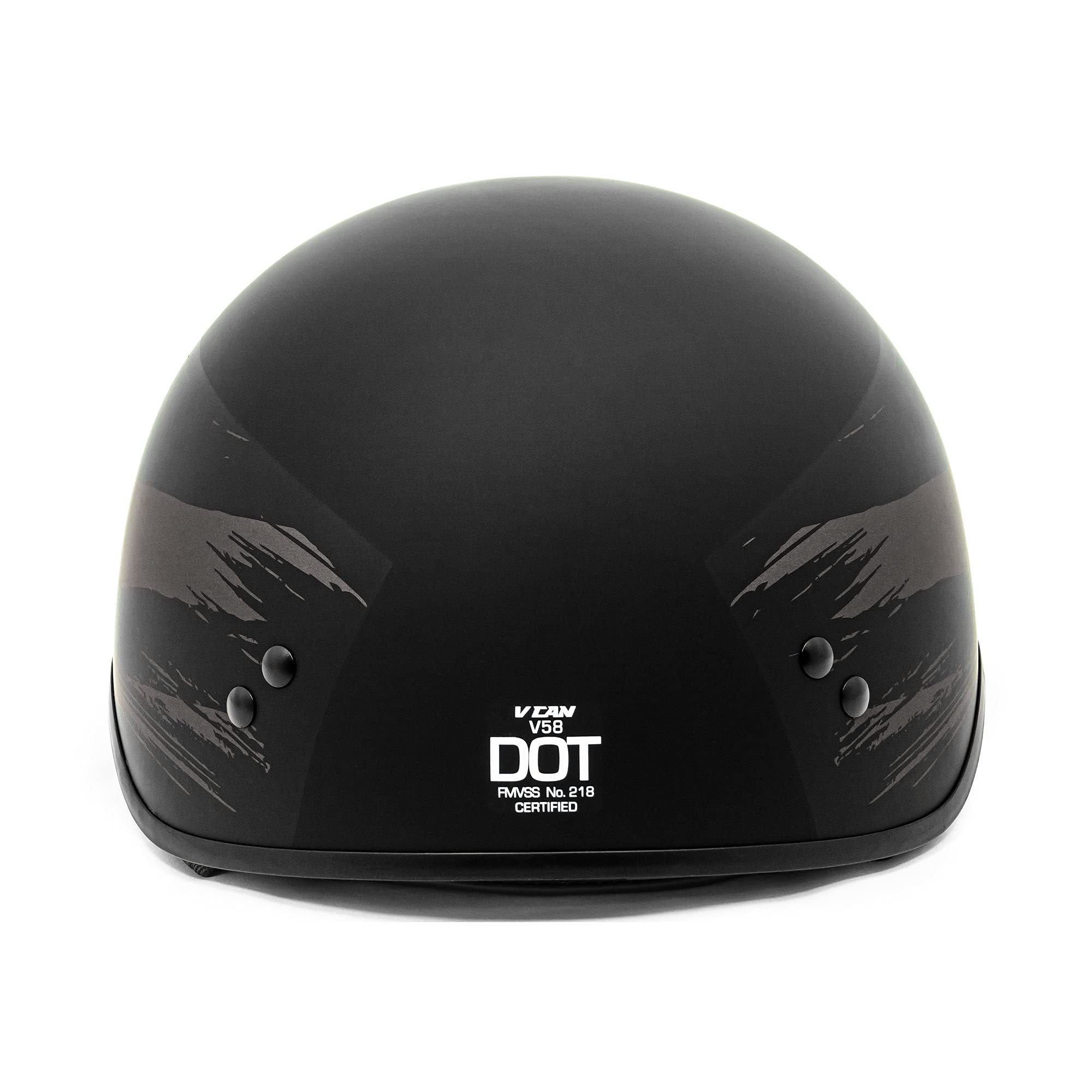 VCAN Cruiser Solid Flat Black Half Face Motorcycle Helmet with Drop-Down Sun Visor, Removable Peak and Quick Release Buckle (Sta