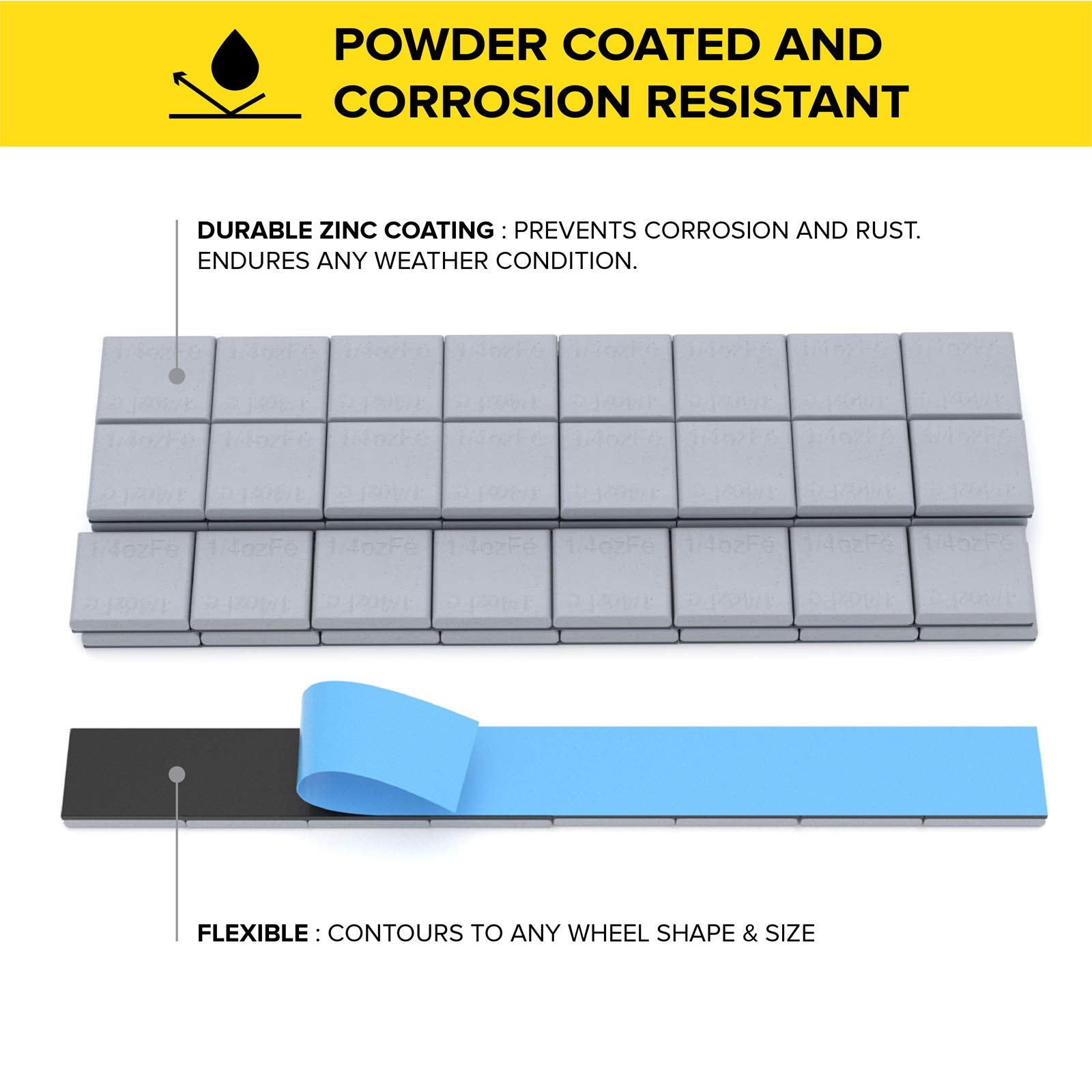 Stancemagic - 0.25Oz 1/4Oz - Gray Adhesive Stick On Wheel Weights, Easy Peel, Low Profile, Zinc Plated Steel Balancing Weights For Cars Bikes Atv Utv, 3.75 Lb Box (60Oz), Contains 240 Pieces
