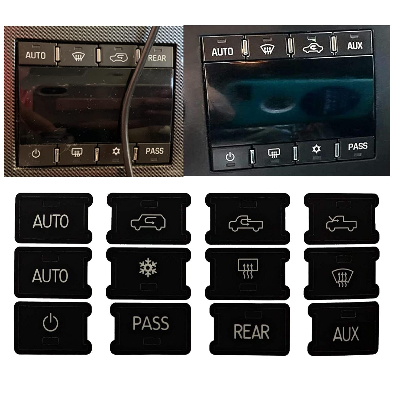 SecosAutoparts AC Button Repair Kit - Vinyl Decals & Stickers for GMC, Chevy Silverado, Buick Dash Controls