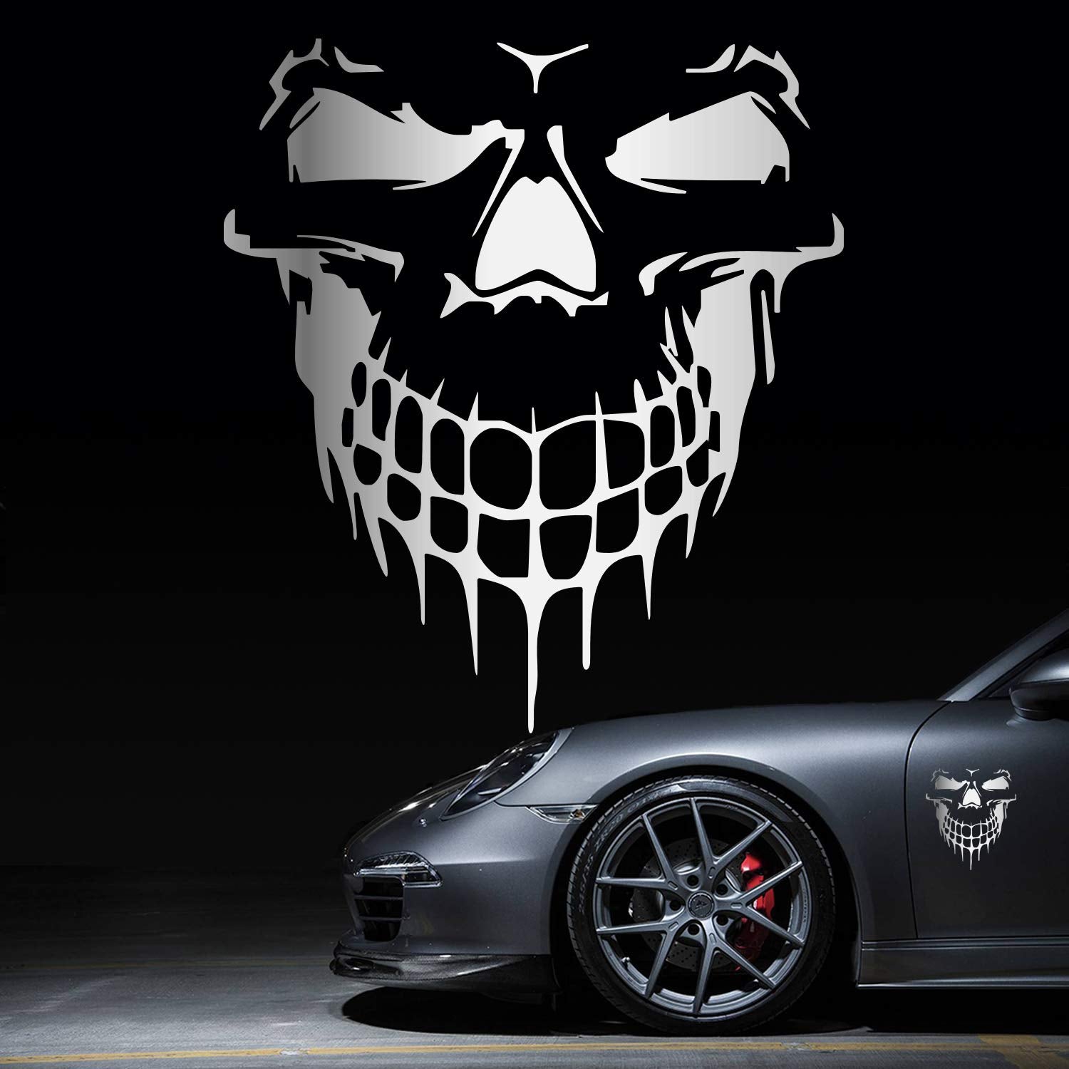 Hungmieh Car Hood Decal, Cool Skull Sticker For Truck, Suv, Motorcycle, Bicycle With 10 Options And 5 Sizes, 25 Inch Maximum, Gl