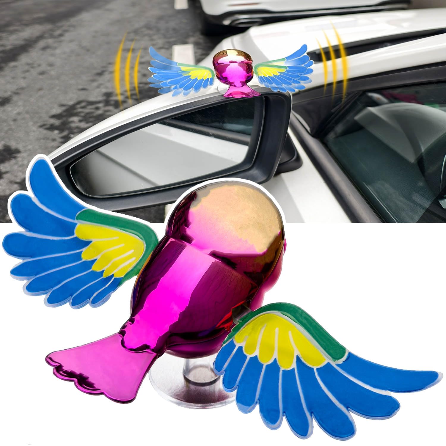 New Fun Flaps Wings Flying Birds Car Sticker Decor for Car Engine Hood, Roof, Rearview Mirror, Trunk Lid, Used for Sedan SUV Pic
