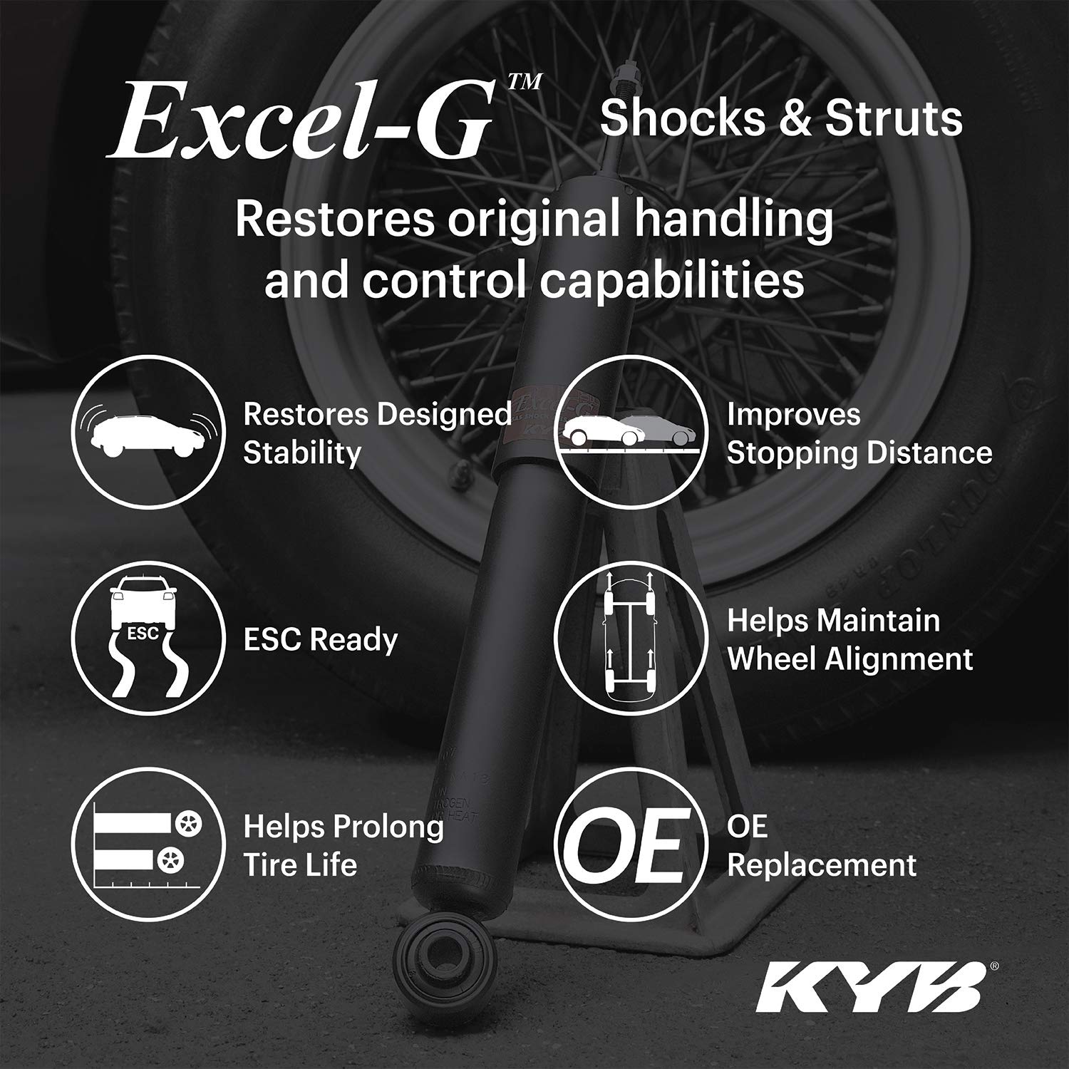 KYB 349105 Excel-G Gas Shock, Black, Silver