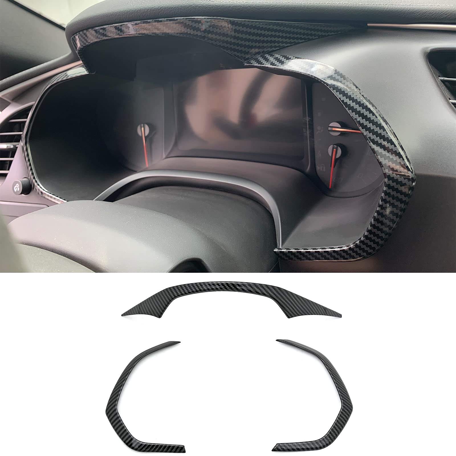 Koleddy For C7 Corvette Carbon Fiber Dashboard Cover Trim Accessories For 2014-2019 Chevrolet Corvette C7