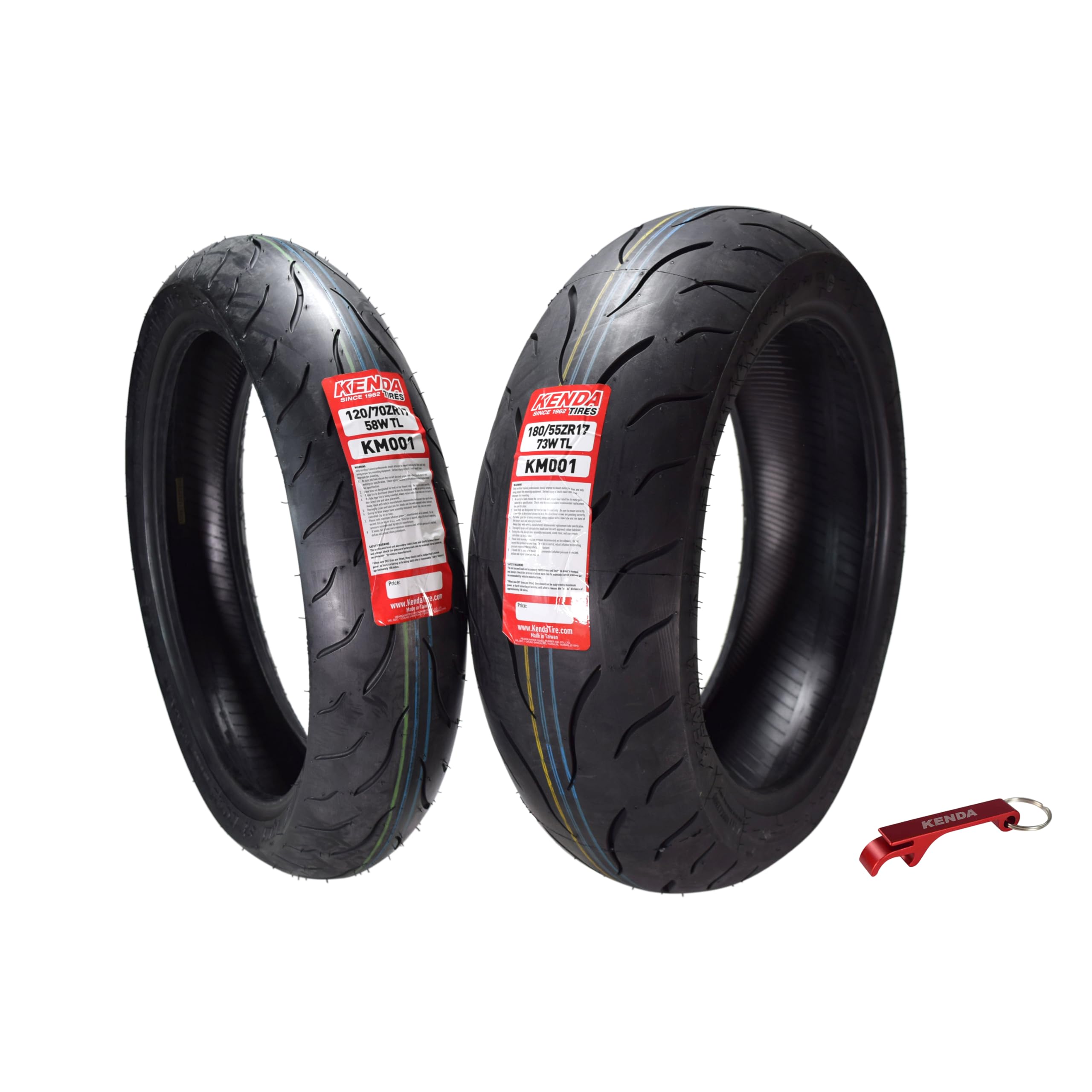 Kenda Km1 Sport Touring Motorcycle Tire Set 120/70Zr17 58W Tl 180/55Zr17 73W Tl W/Keychain