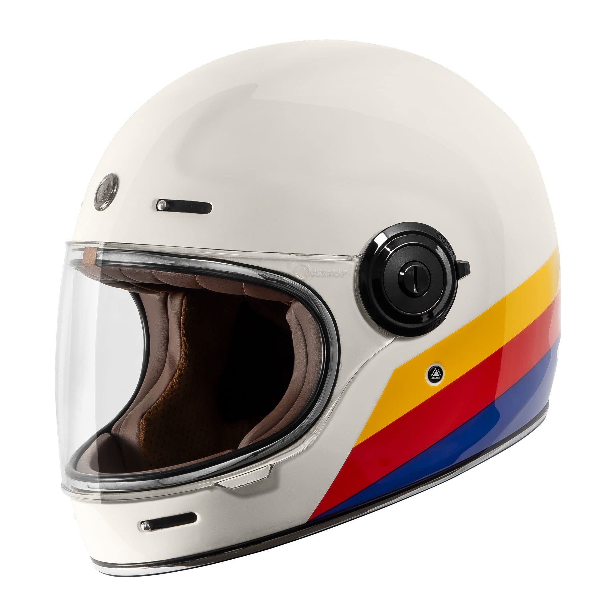 Torc T1 Unisex-Adult Retro Full Face Motorcycle Helmets, Pearl White Full Tree, Medium