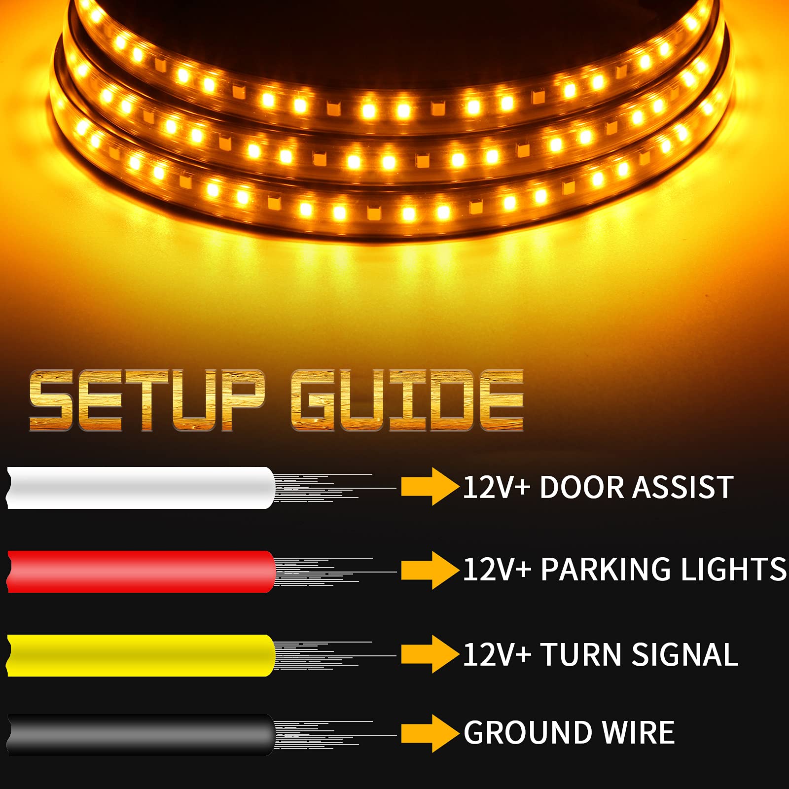 2Pcs 60 Inch Led Board Running Light Amber Side Marker Turn Signal Sequential & White Courtesy Light Bar Strip For Extended Crew Cab Trucks Pickup Suv,Car (60 Inch)