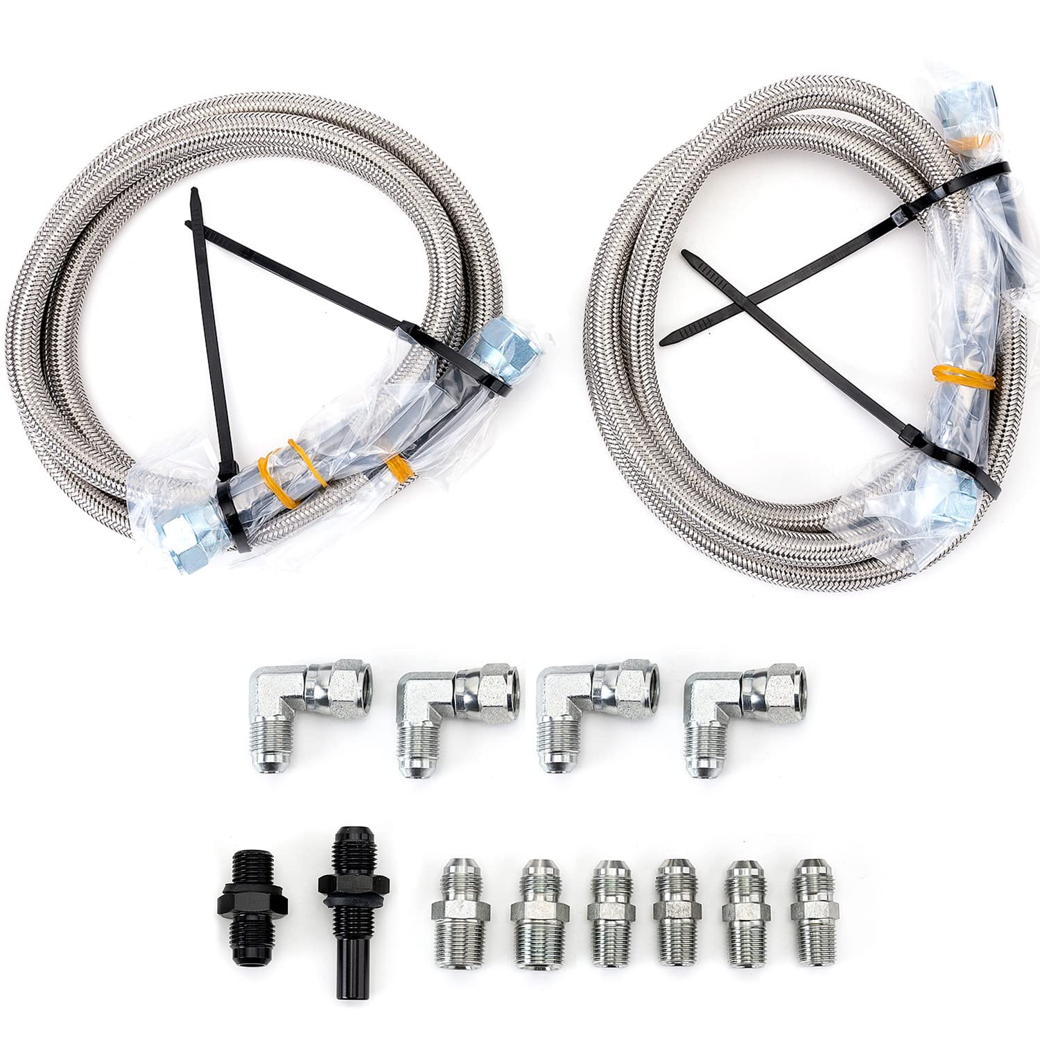 6AN 70'' Transmission Cooler Hose Kit Lines Fitting Kit for GM Chevy 1996-2021 4L80E, for Ford C4-C6-AOD, for Turbo 350/400/200-